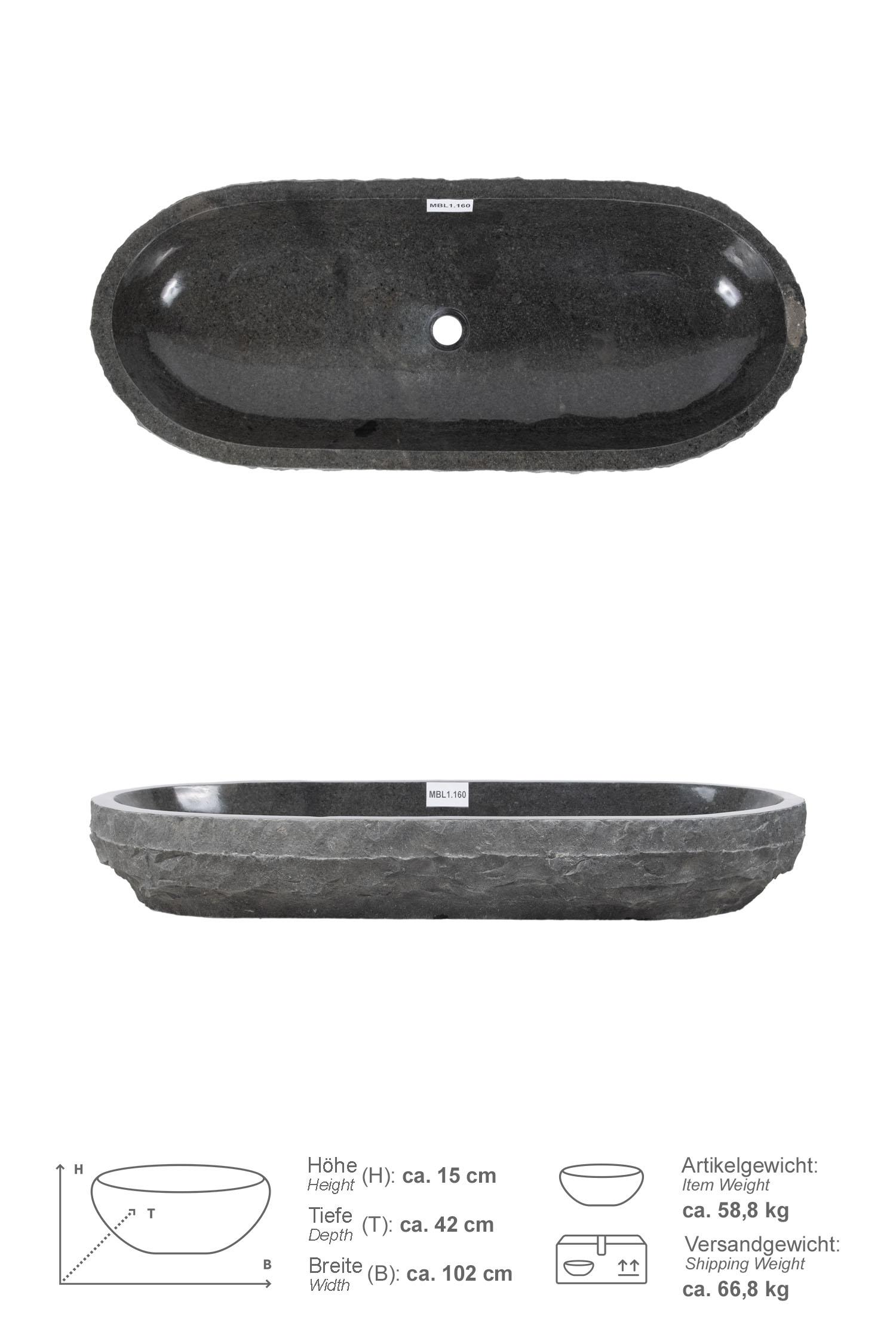 Erosi Andesit Waschbecken anthrazit 100cm MBL1.160