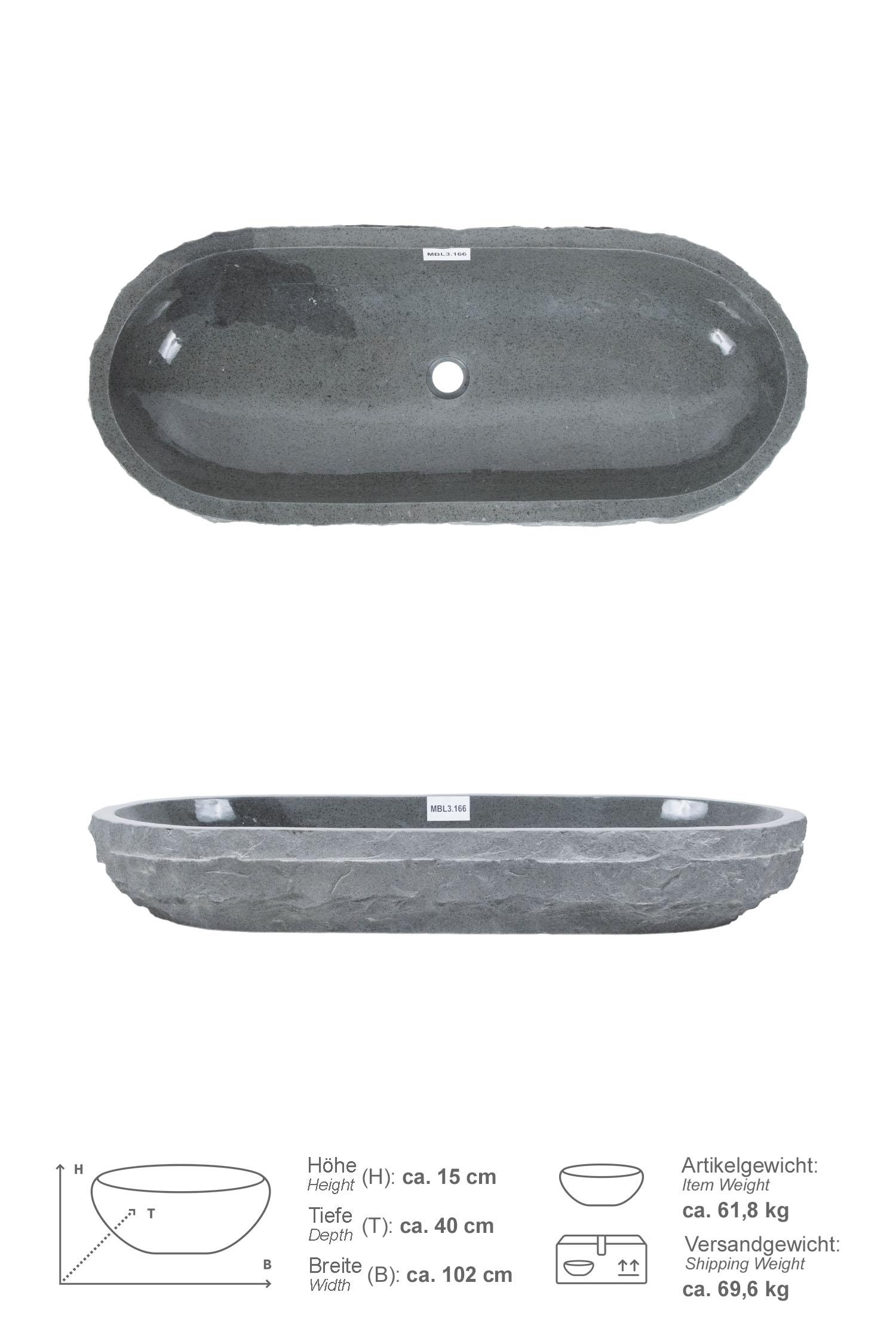 Erosi Andesit Waschbecken anthrazit 100cm
MBL3.166