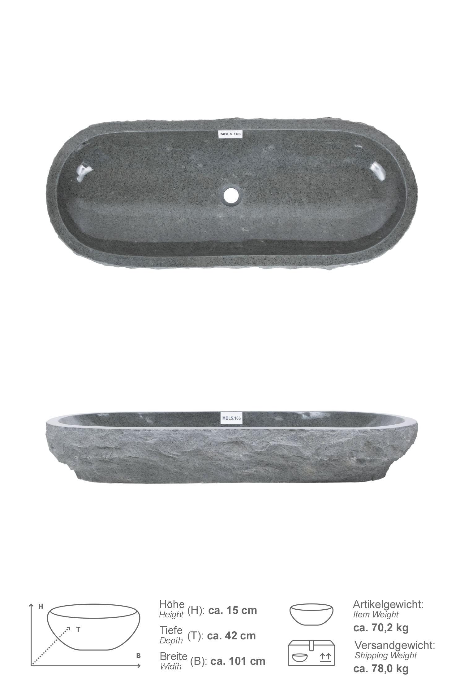 Erosi Andesit Waschbecken anthrazit 100cm
MBL5.166