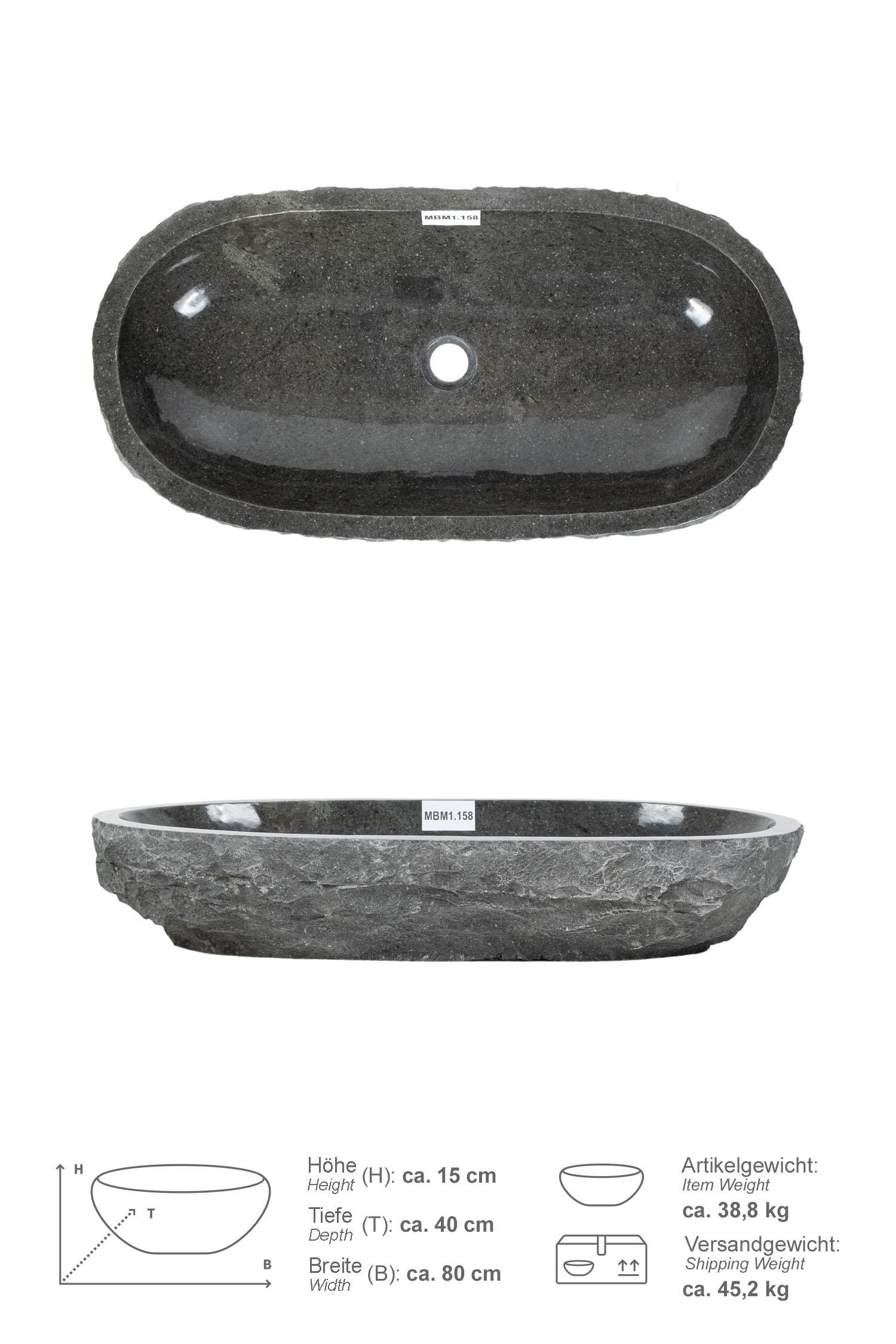 Erosi Andesit Waschbecken anthrazit 80 cm
MBM1.158
