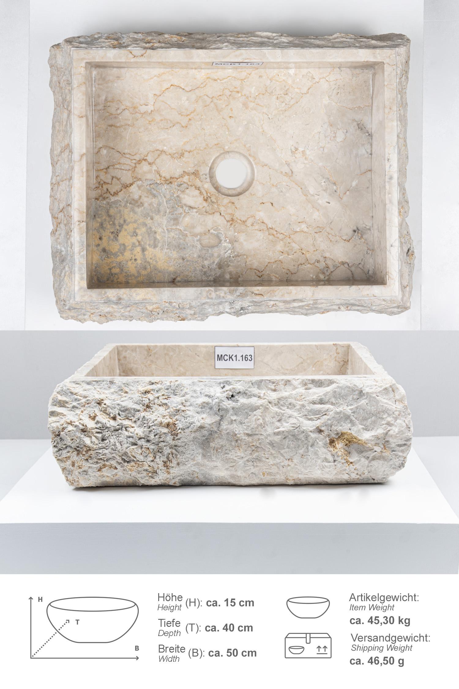 Marmor - Waschbecken KOTAK 50 cm creme
MCK1.163