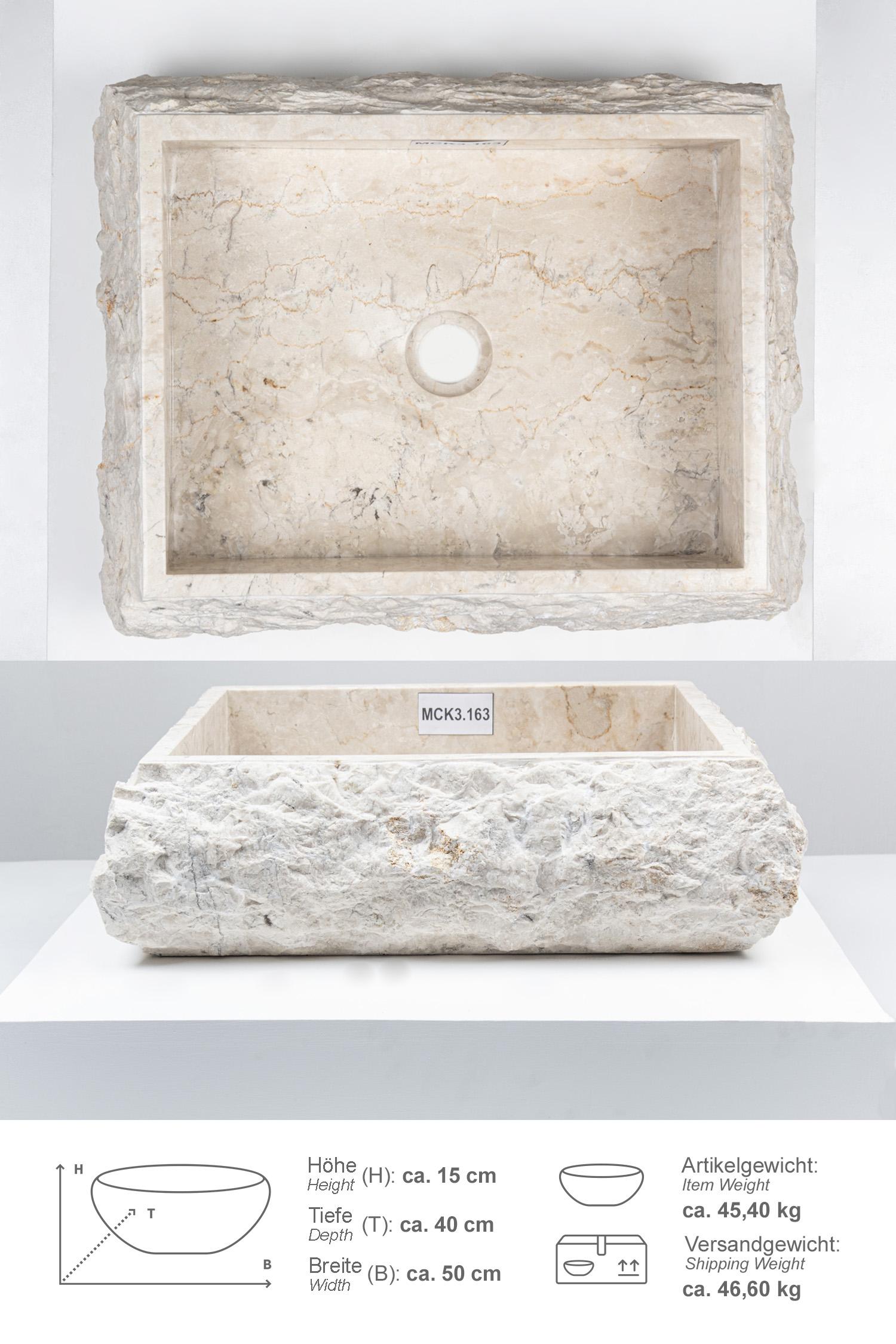 Marmor - Waschbecken KOTAK 50 cm creme
MCK3.163