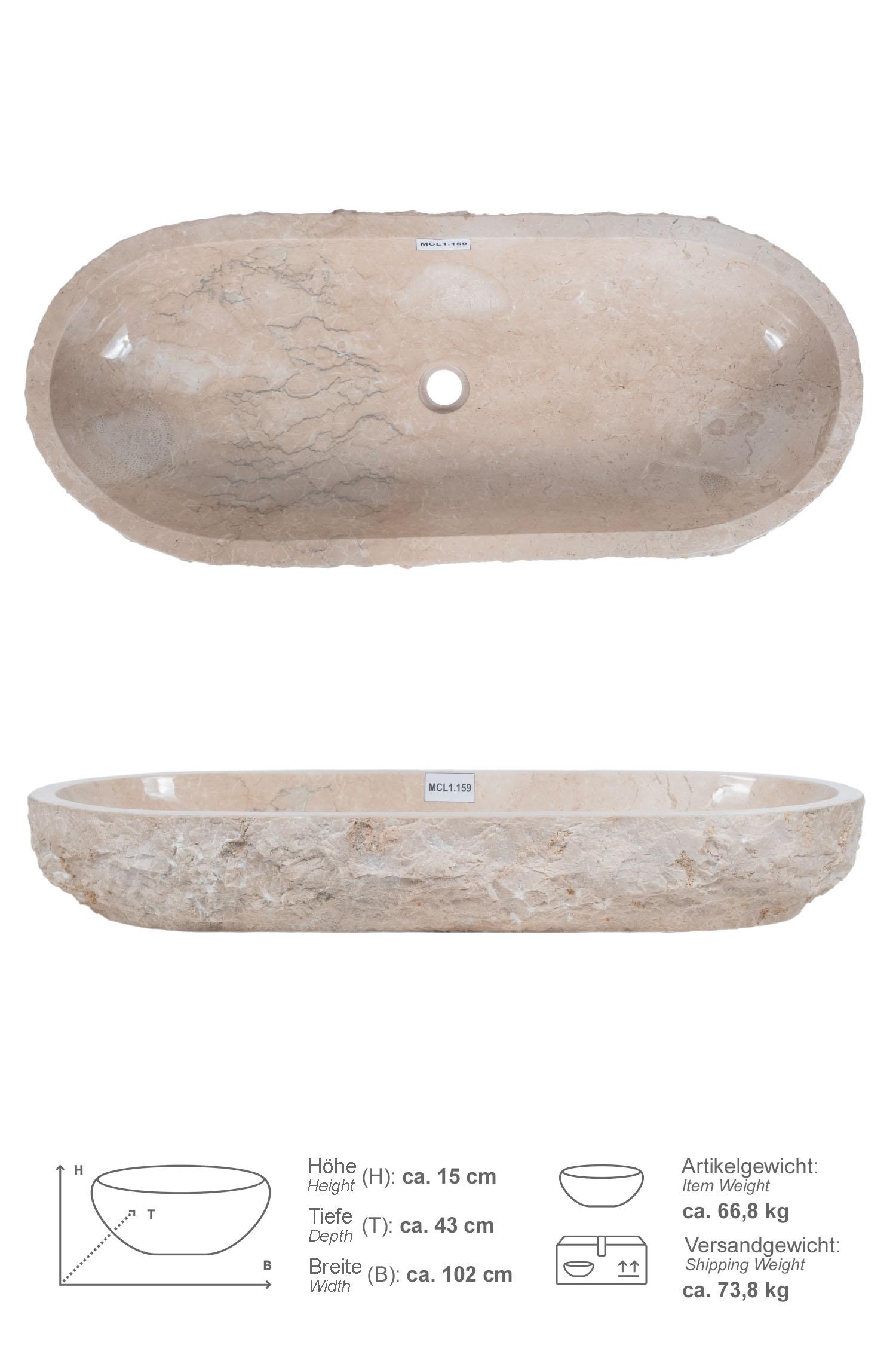 Erosi Marmor Waschbecken creme 100 cm
MCL1.159