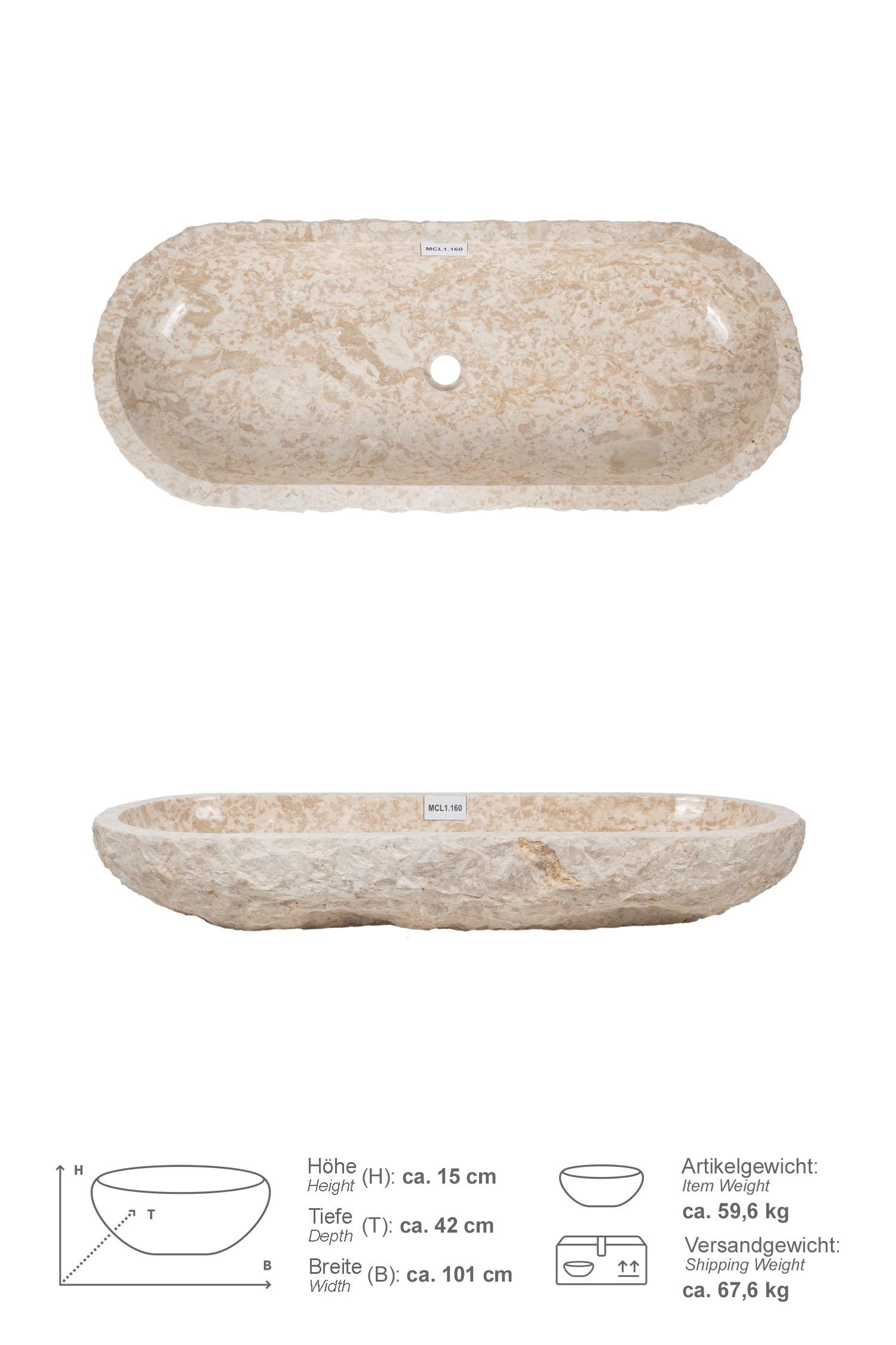 Erosi Marmor Waschbecken creme 100 cm
MCL1.160