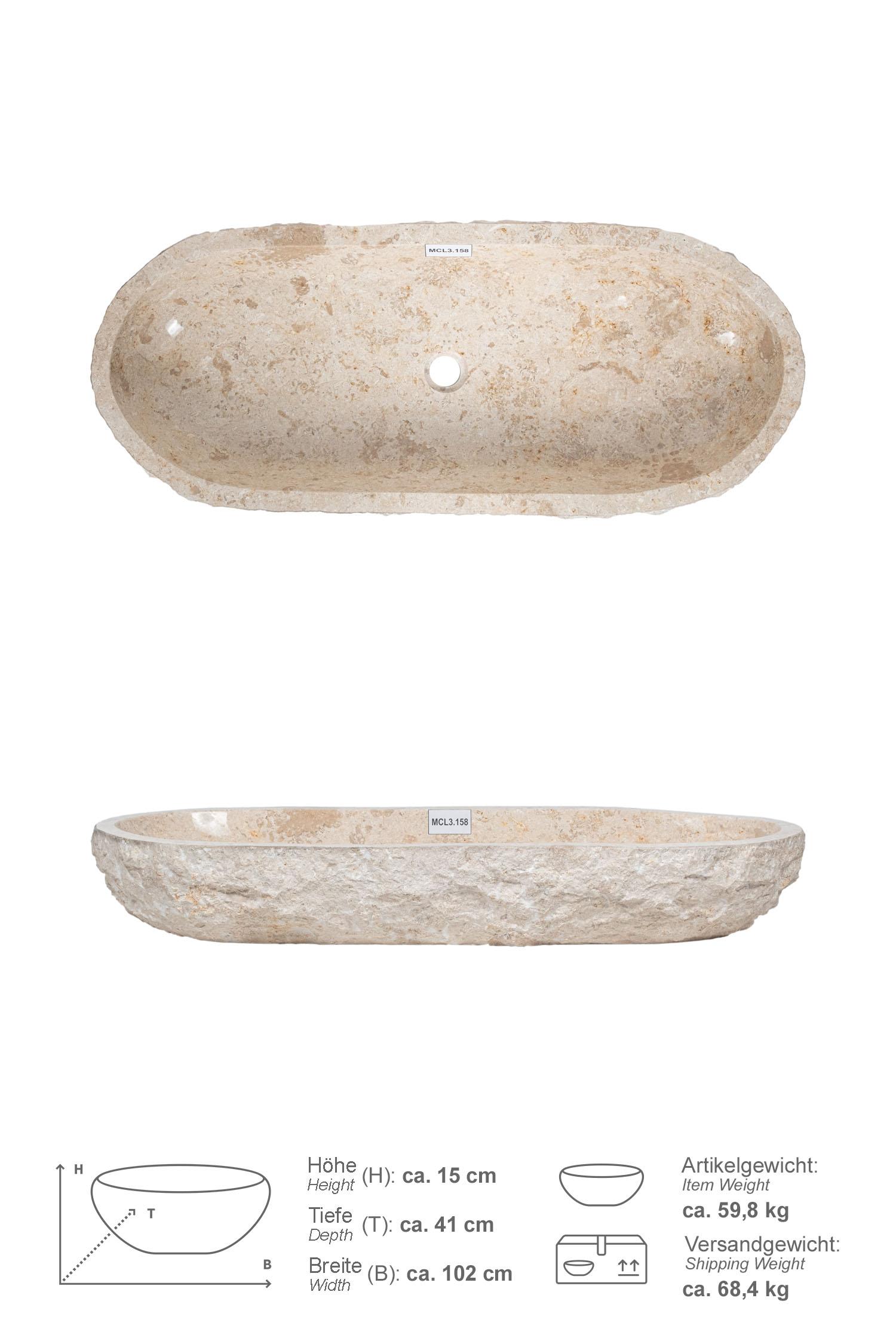 Erosi Marmor Waschbecken creme 100 cm
MCL3.158