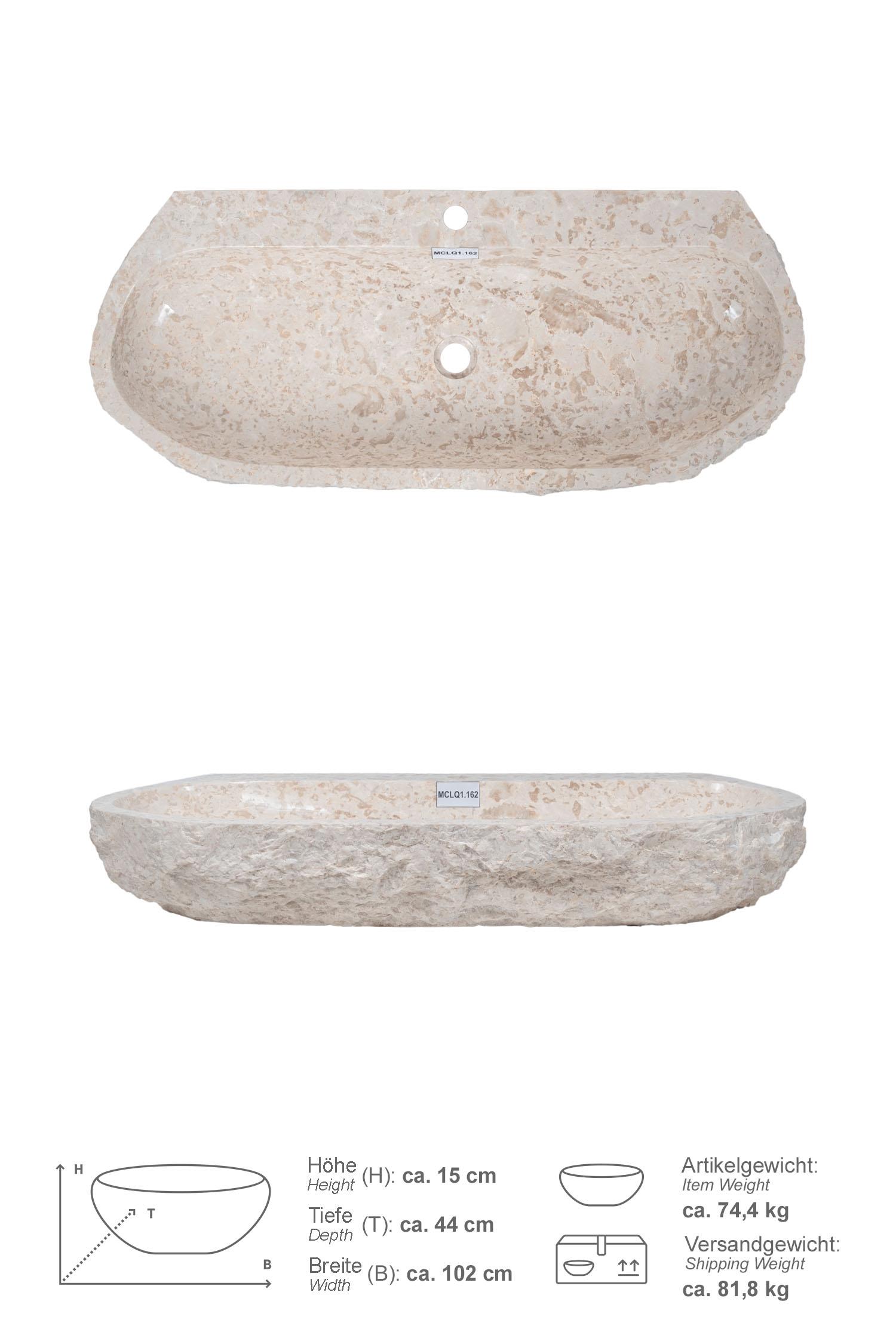 Erosi Marmor Waschbecken creme mit Hahnloch 100 cm
MCLQ1.162