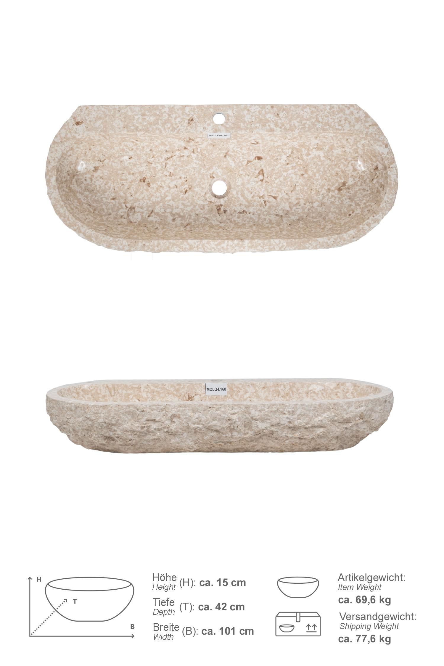 Erosi Marmor Waschbecken creme mit Hahnloch 100 cm
MCLQ4.160