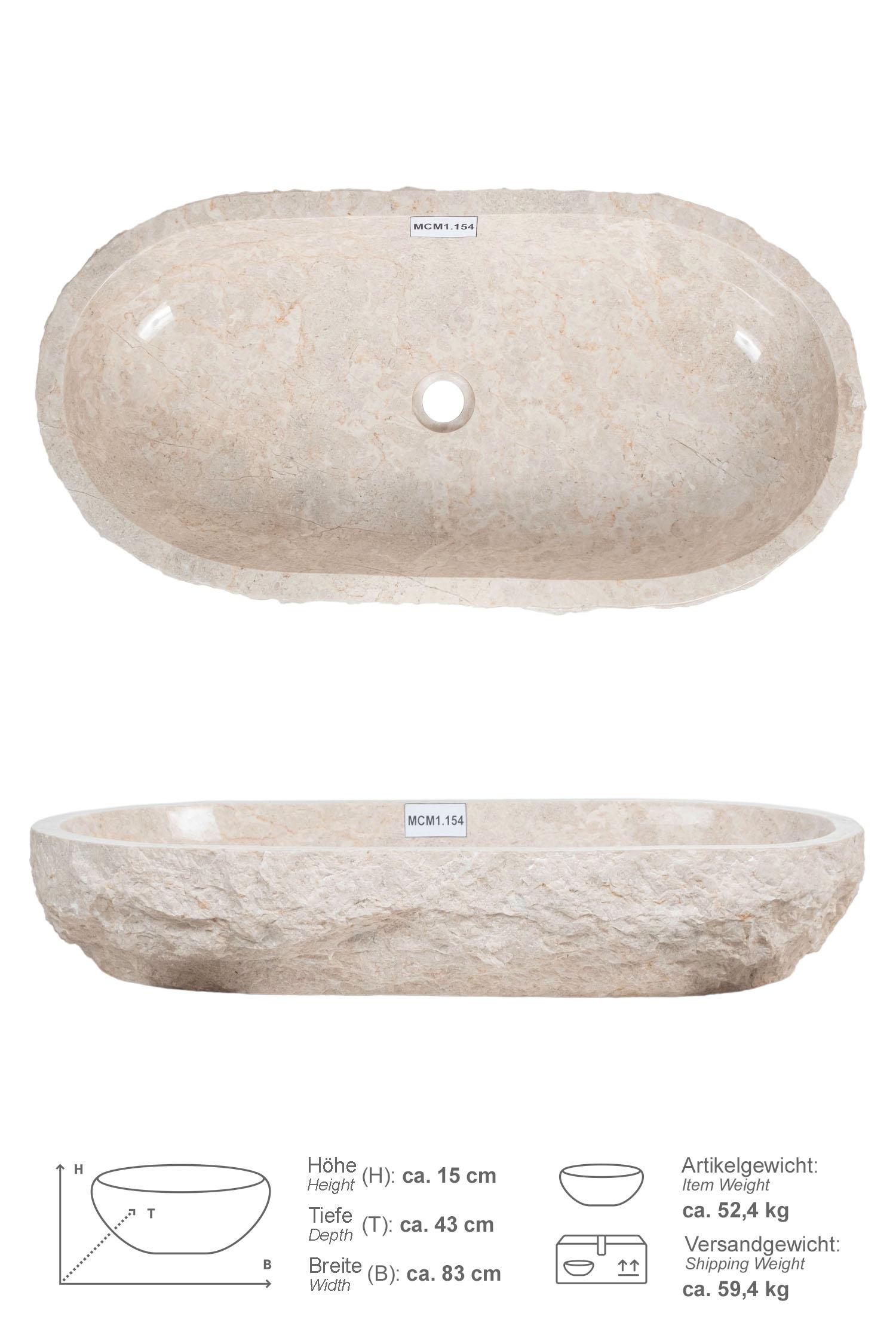 Erosi Marmor Waschbecken creme 80 cm MCM1.154