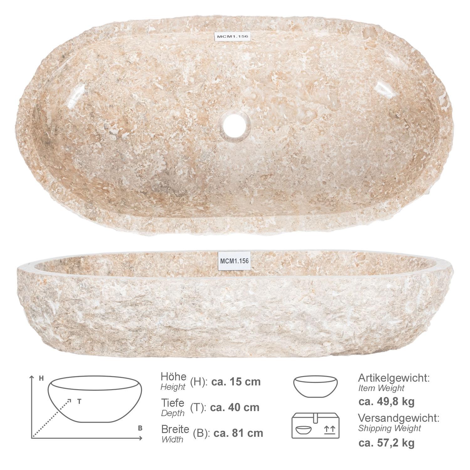 Erosi Marmor Waschbecken creme 80 cm
MCM1.156