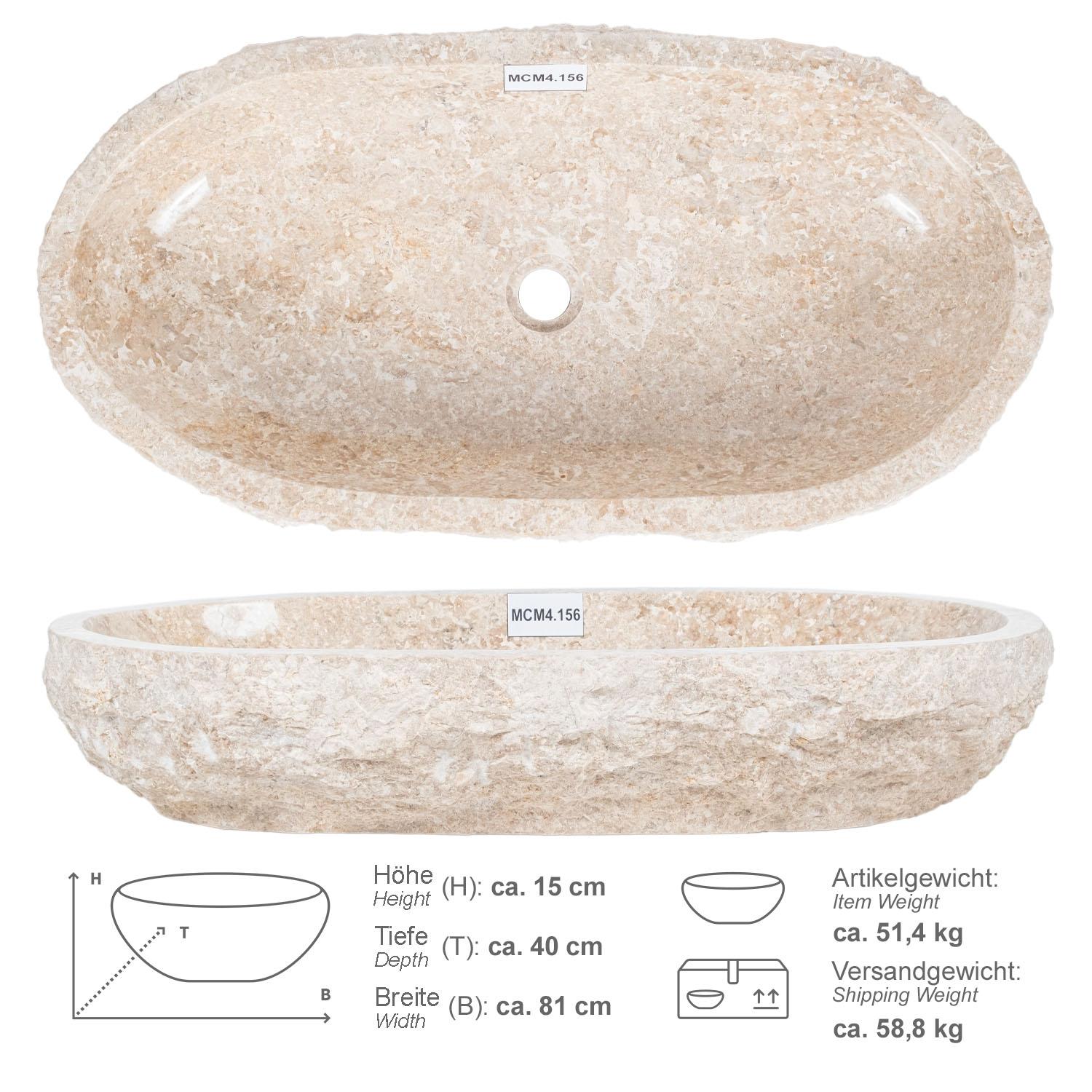 Erosi Marmor Waschbecken creme 80 cm
MCM4.156