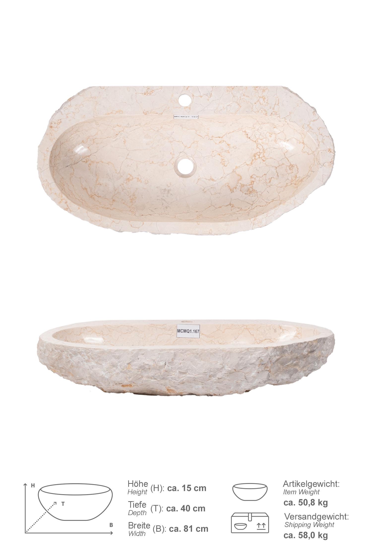 Erosi Marmor Waschbecken creme mit Hahnloch 80 cm
MCMQ1.167