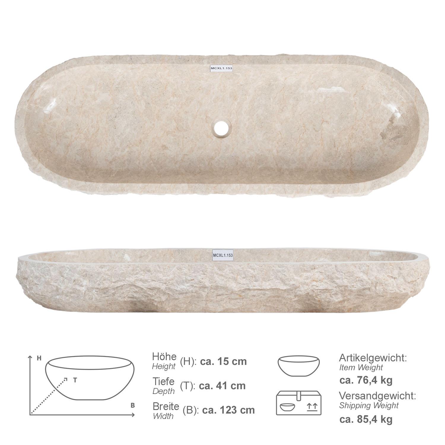 Erosi Marmor Waschbecken 120 cm creme oval MCXL1.153