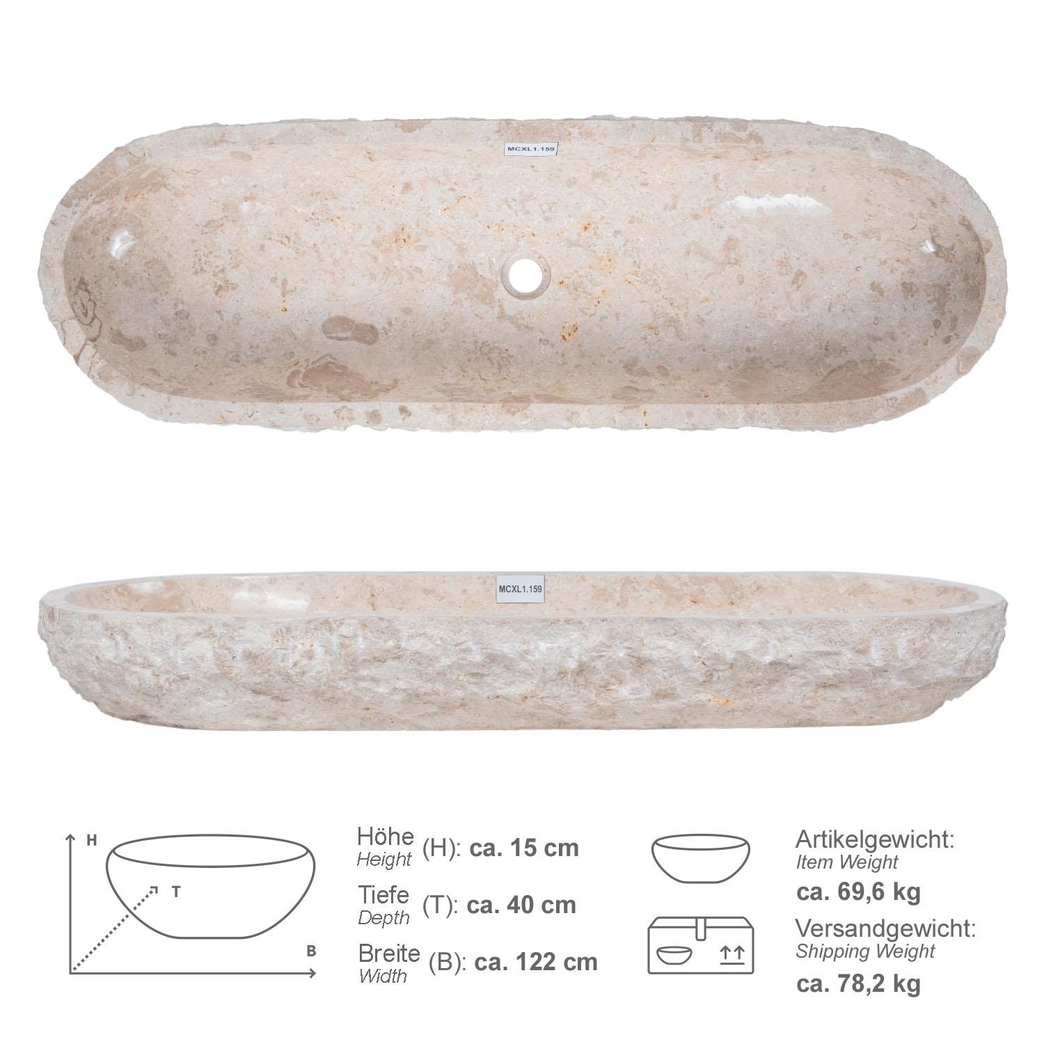 Erosi Marmor Waschbecken 120 cm creme MCXL1.159