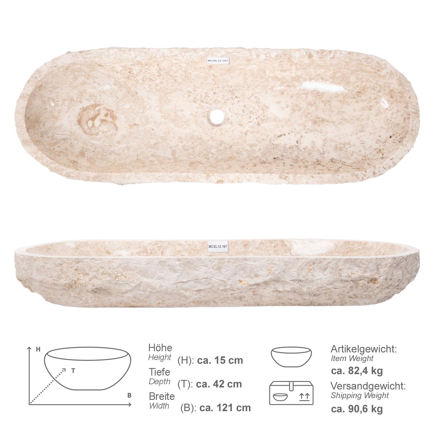 Erosi Marmor Waschbecken 120 cm creme
MCXL12.167
