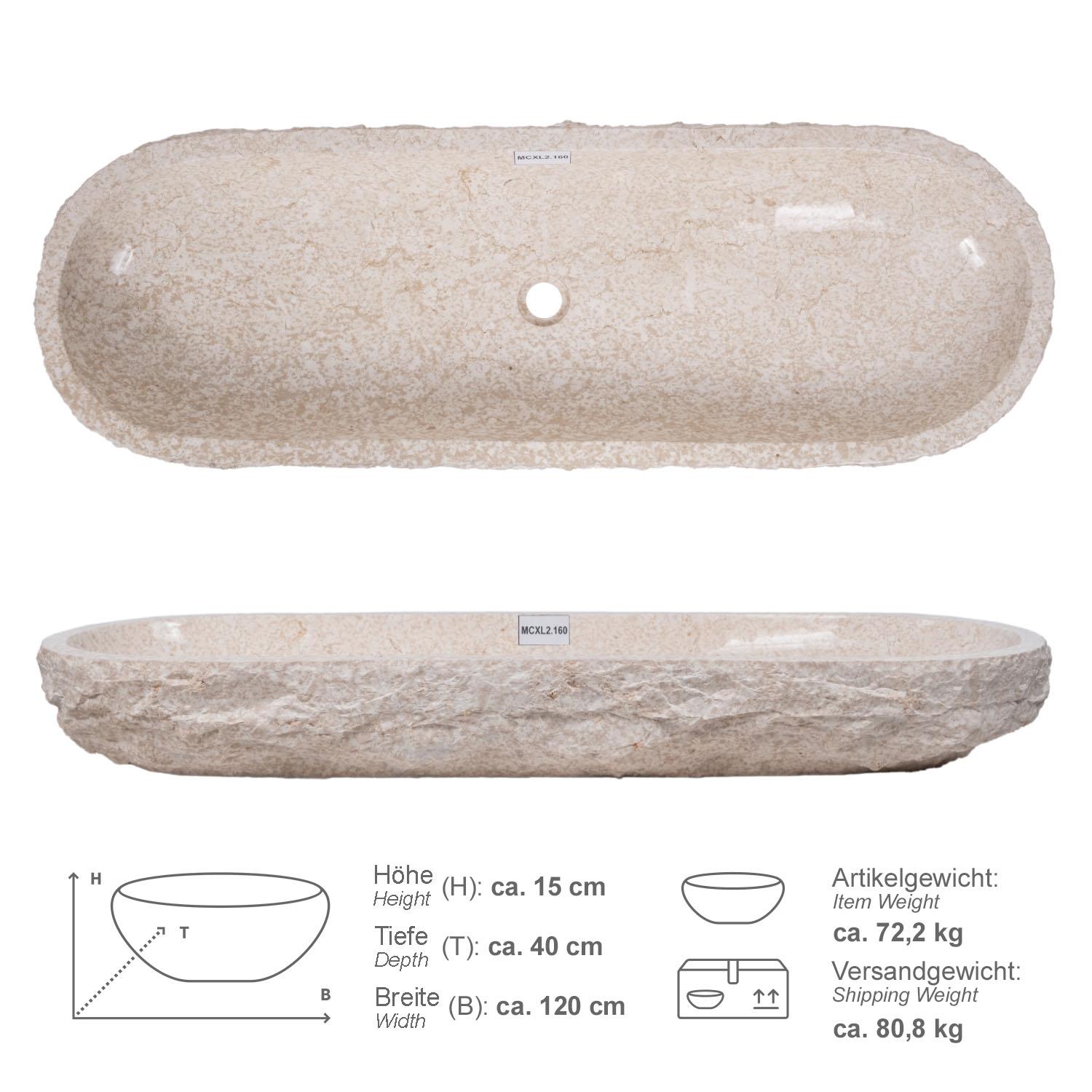 Erosi Marmor Waschbecken 120 cm creme
MCXL2.160