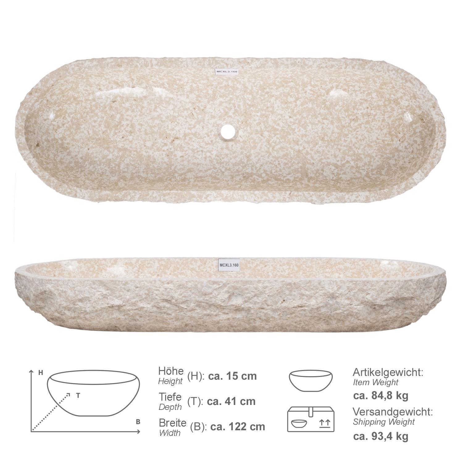 Erosi Marmor Waschbecken 120 cm creme
MCXL3.160