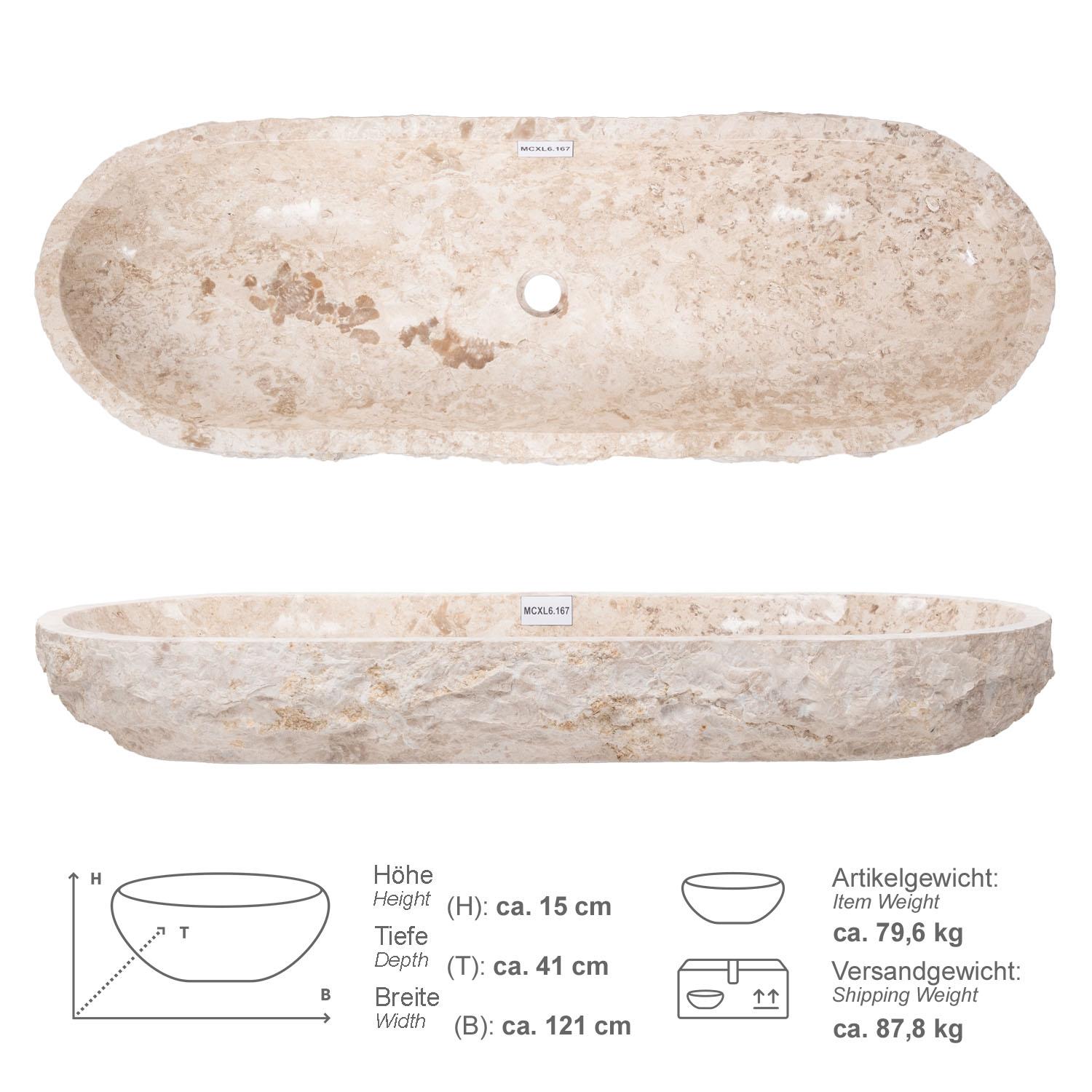 Erosi Marmor Waschbecken 120 cm creme MCXL6.167