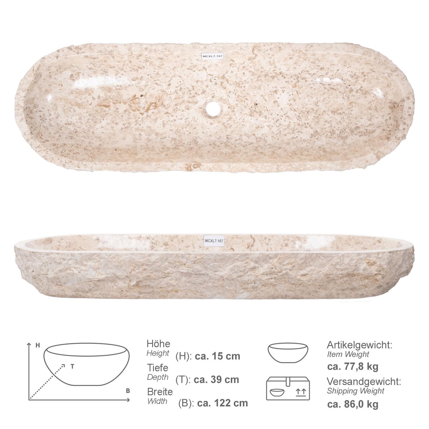 Erosi Marmor Waschbecken 120 cm creme
MCXL7.167