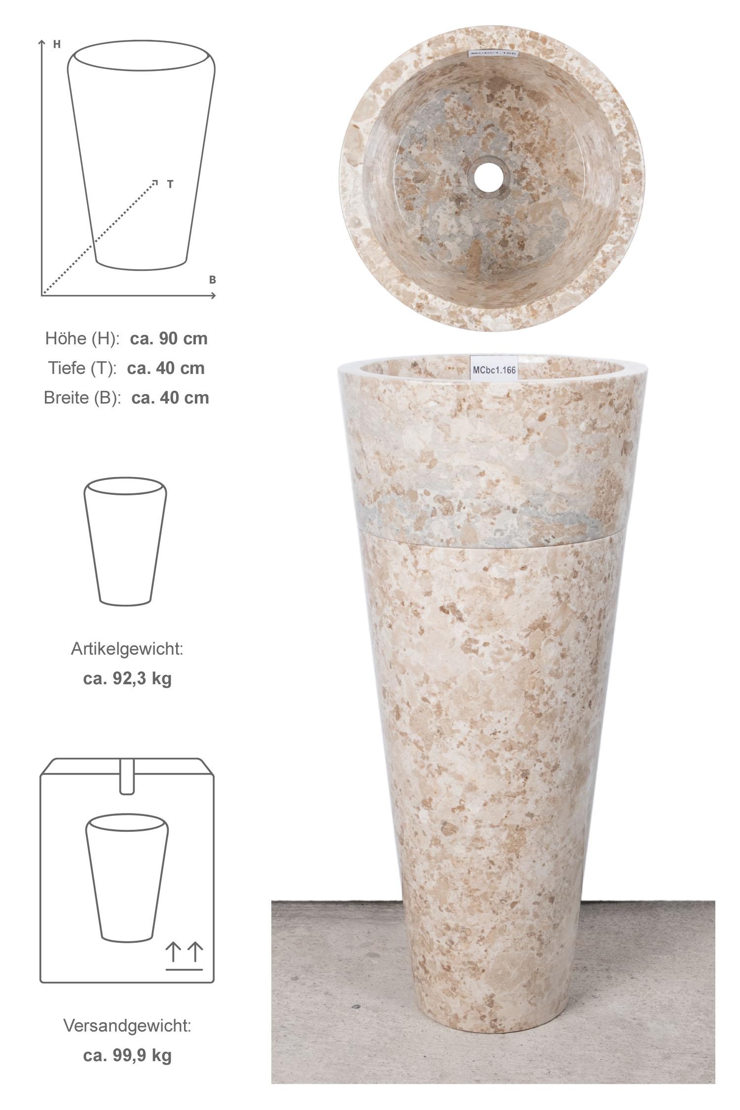 Marmor Standwaschbecken CN PEDESTAL 90 cm creme poliert
MCbc1.166