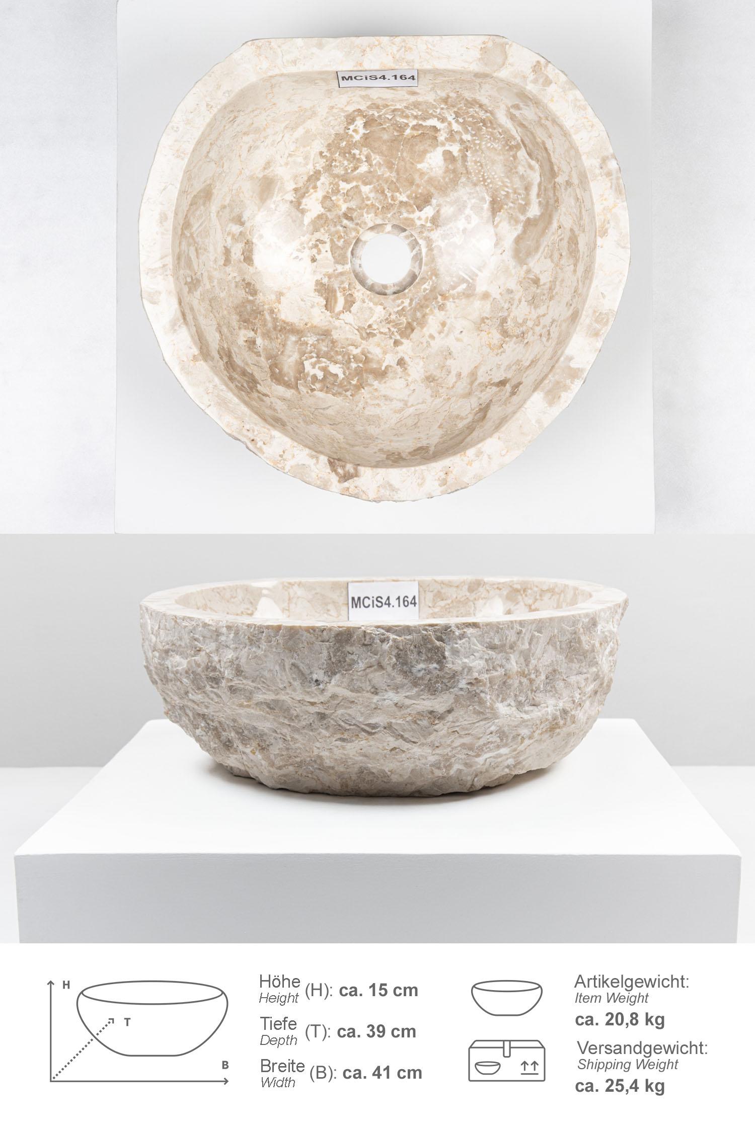 Erosi Marmor Waschbecken mit gerader Rückwand 40 cm creme
MCiS4.164
