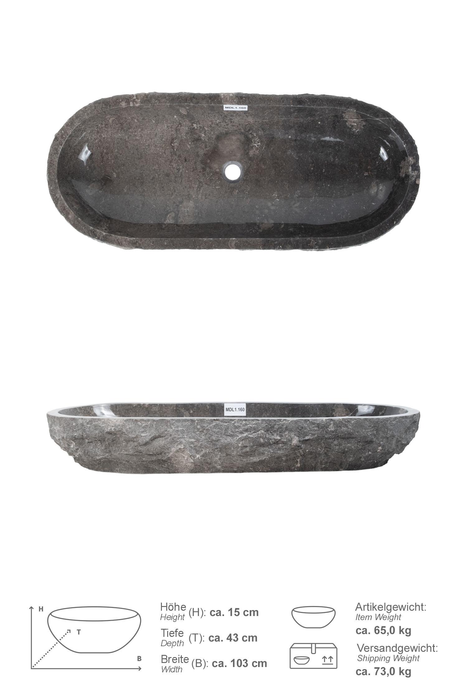 Erosi Marmor Waschbecken grau 100 cm
MDL1.160