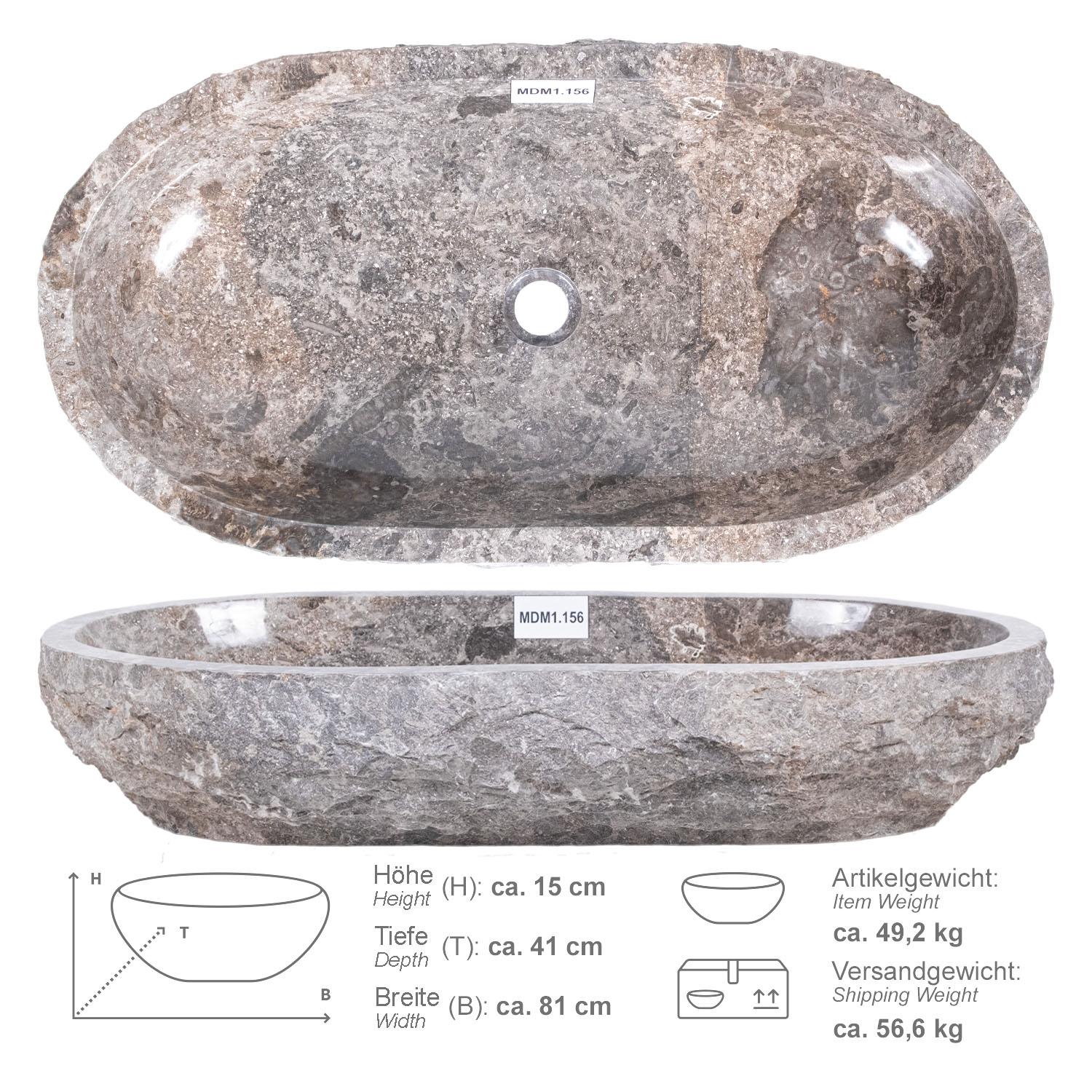 Erosi Marmor Waschbecken grau 80cm
MDM1.156