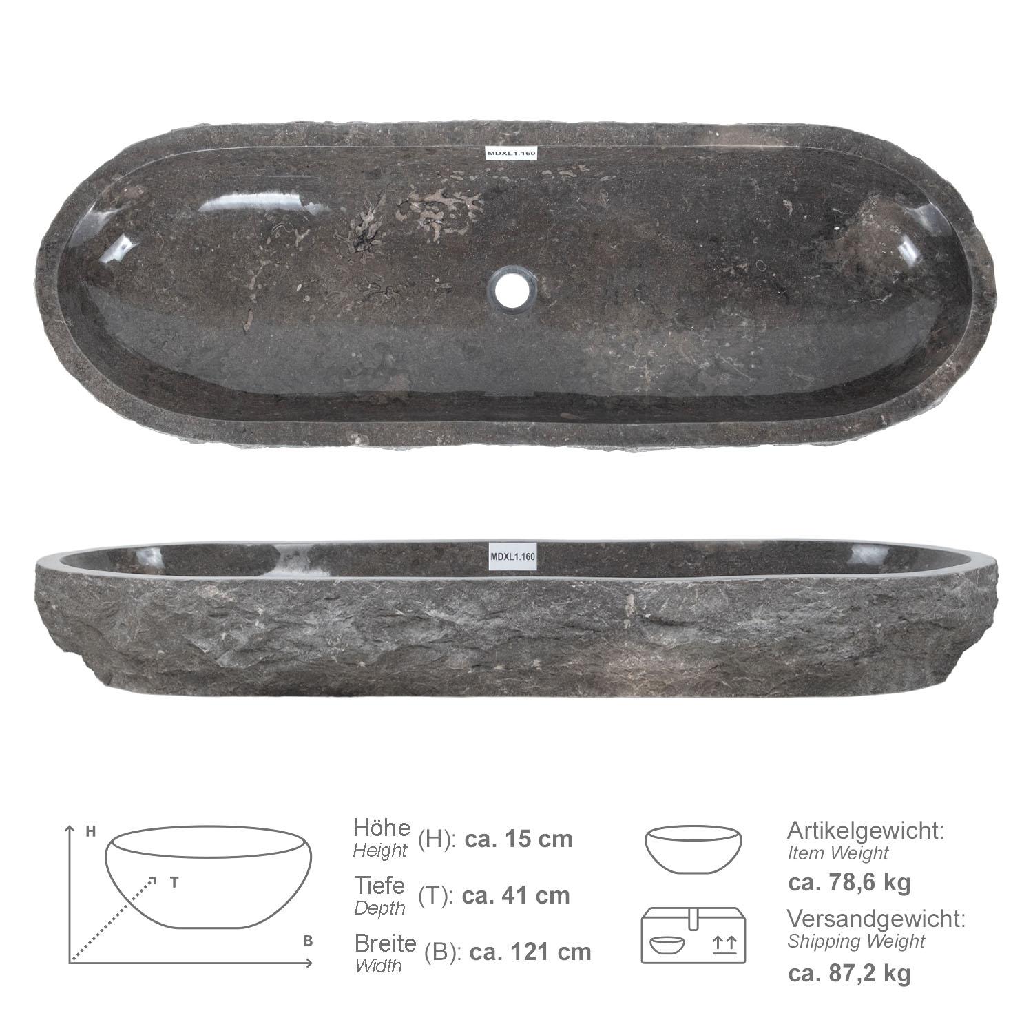 Erosi Marmor Waschbecken 120 cm grau
MDXL1.160
