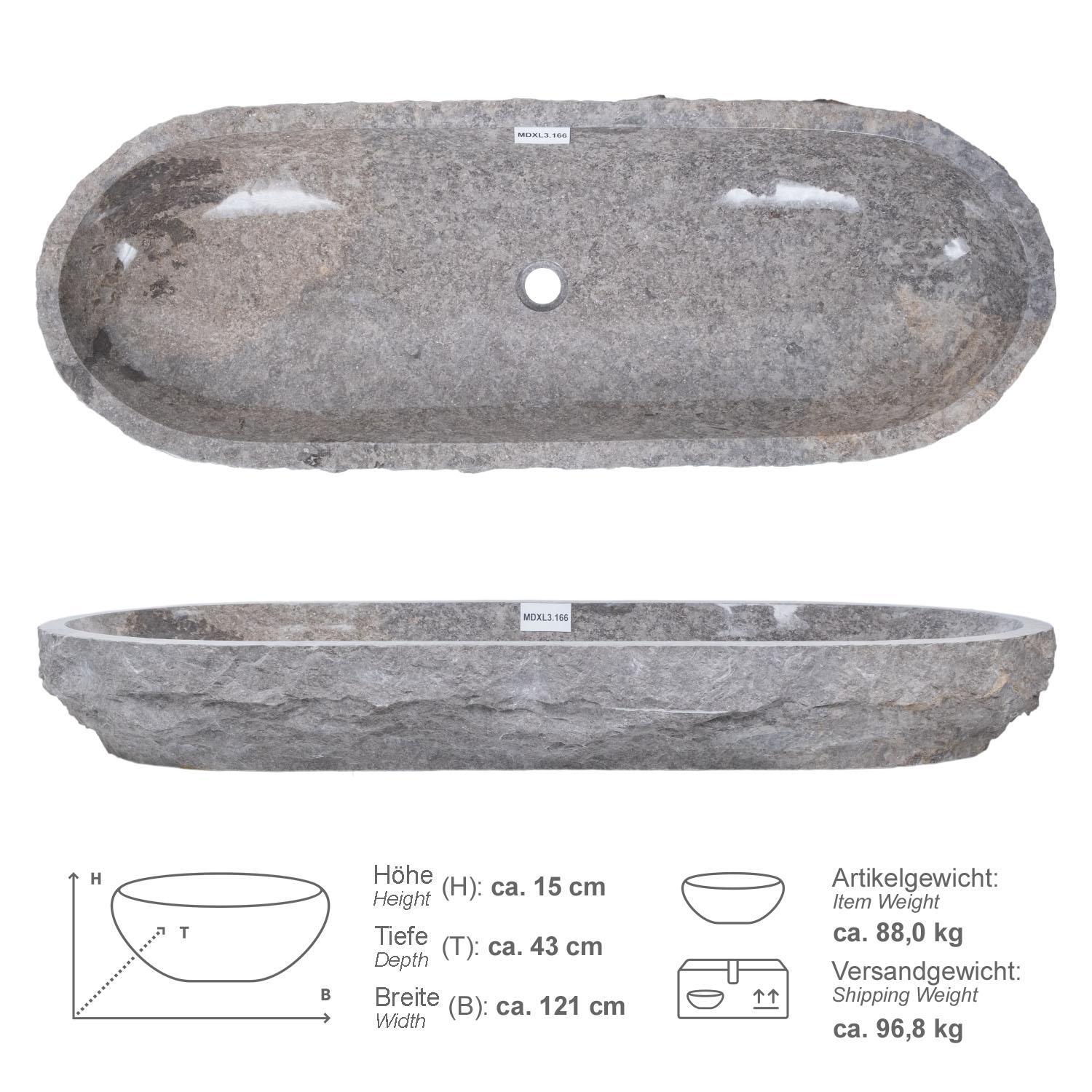 Erosi Marmor Waschbecken 120 cm grau
MDXL3.166
