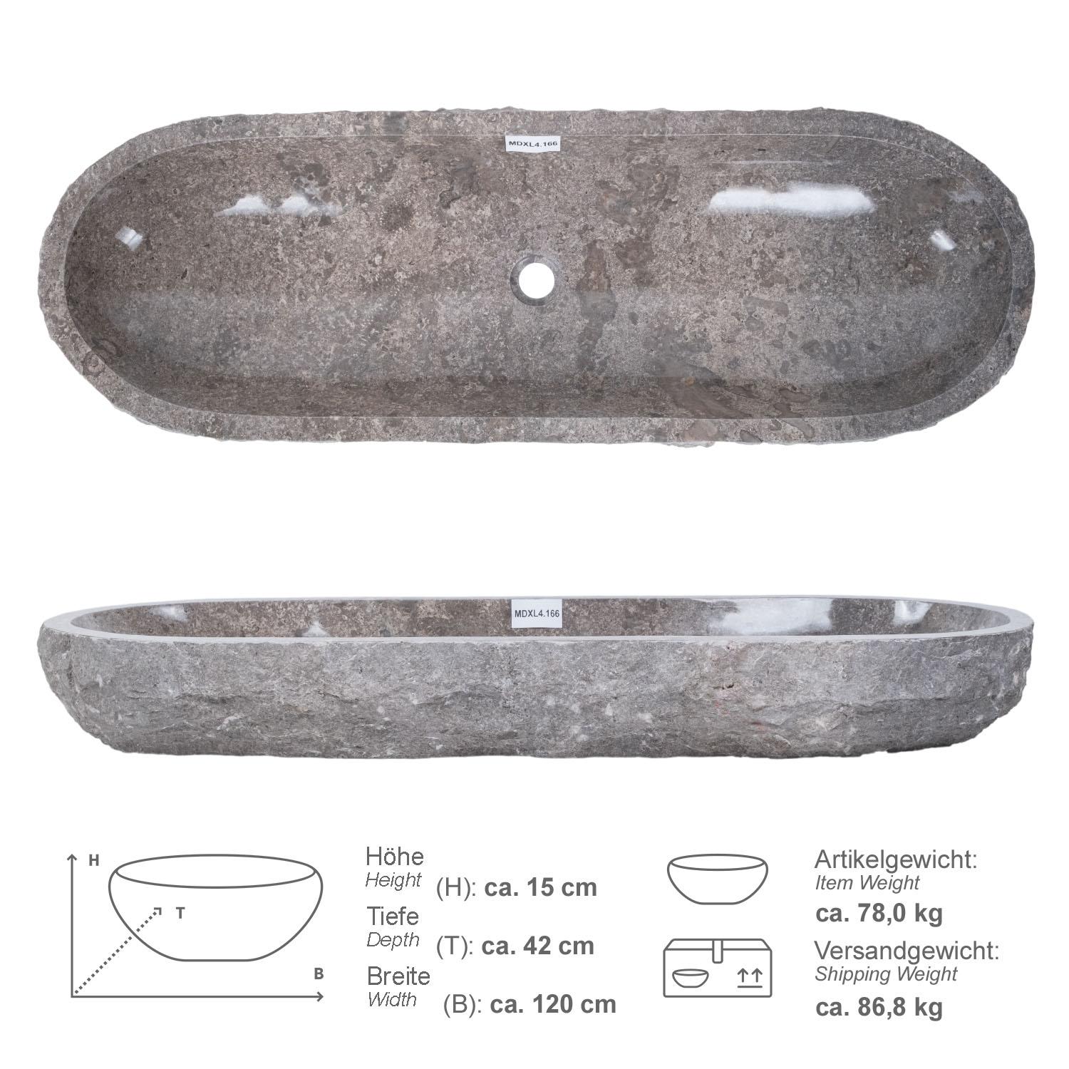 Erosi Marmor Waschbecken 120 cm grau
MDXL4.166