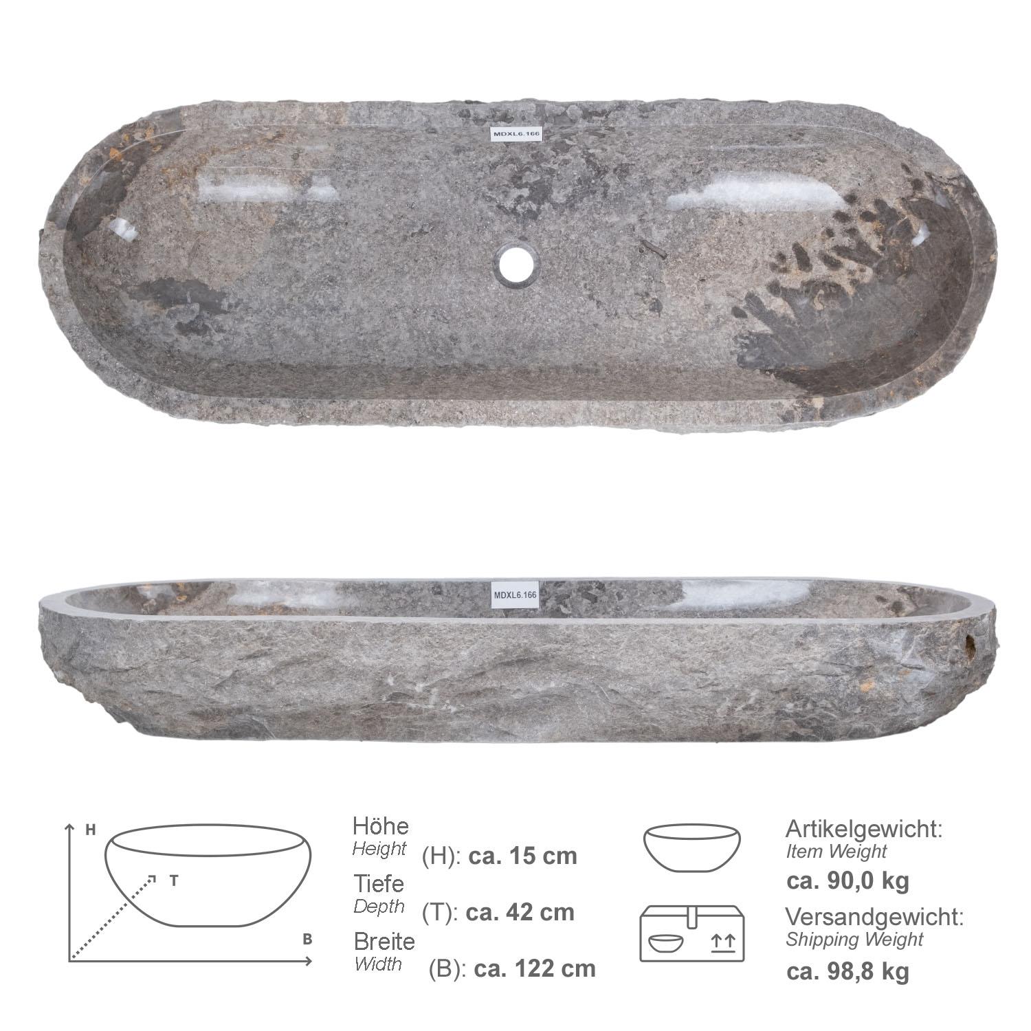Erosi Marmor Waschbecken 120 cm grau
MDXL6.166