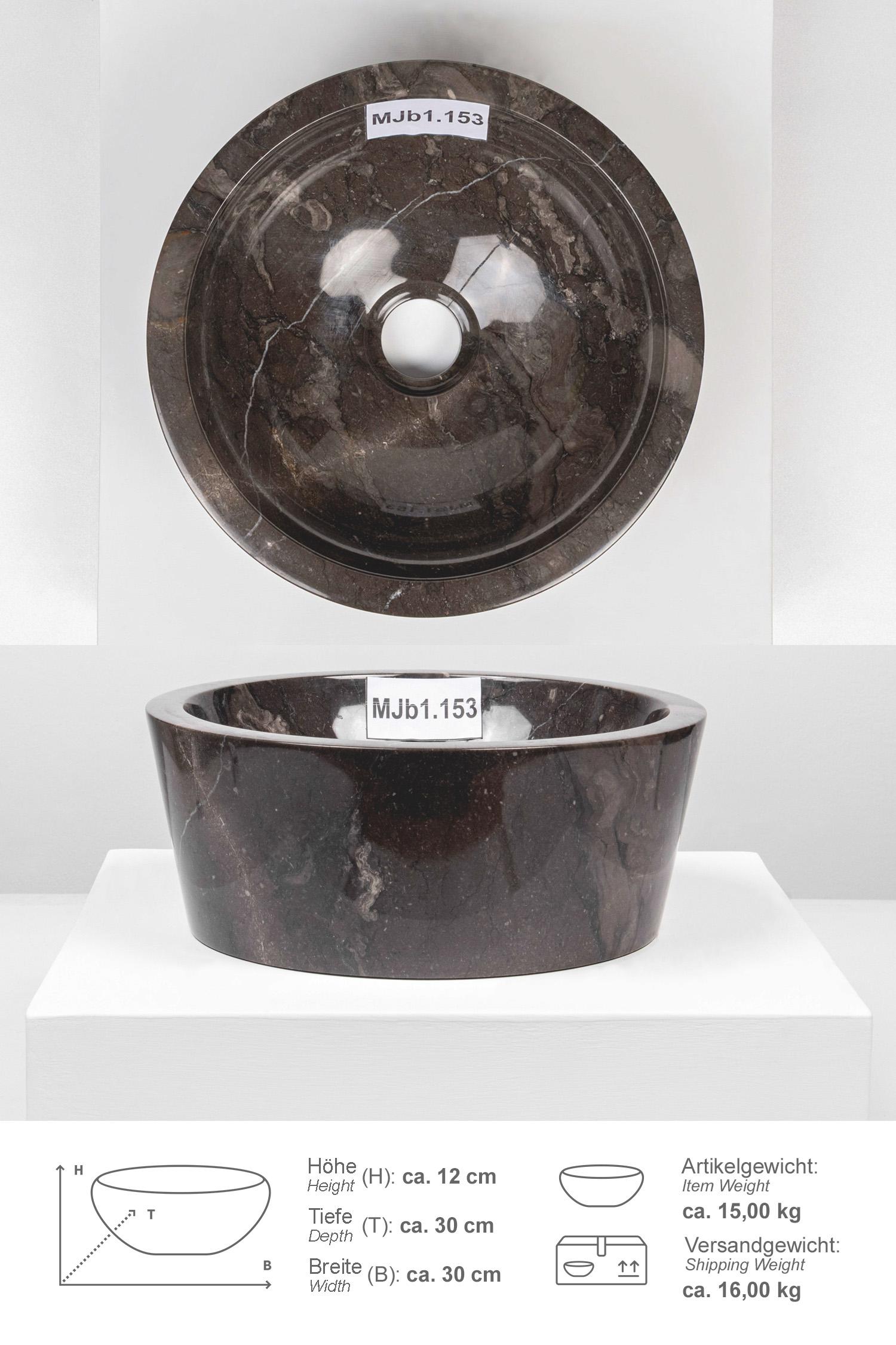 Marmor Waschbecken MINIJAYA 30 cm schwarz rund
MJb1.153