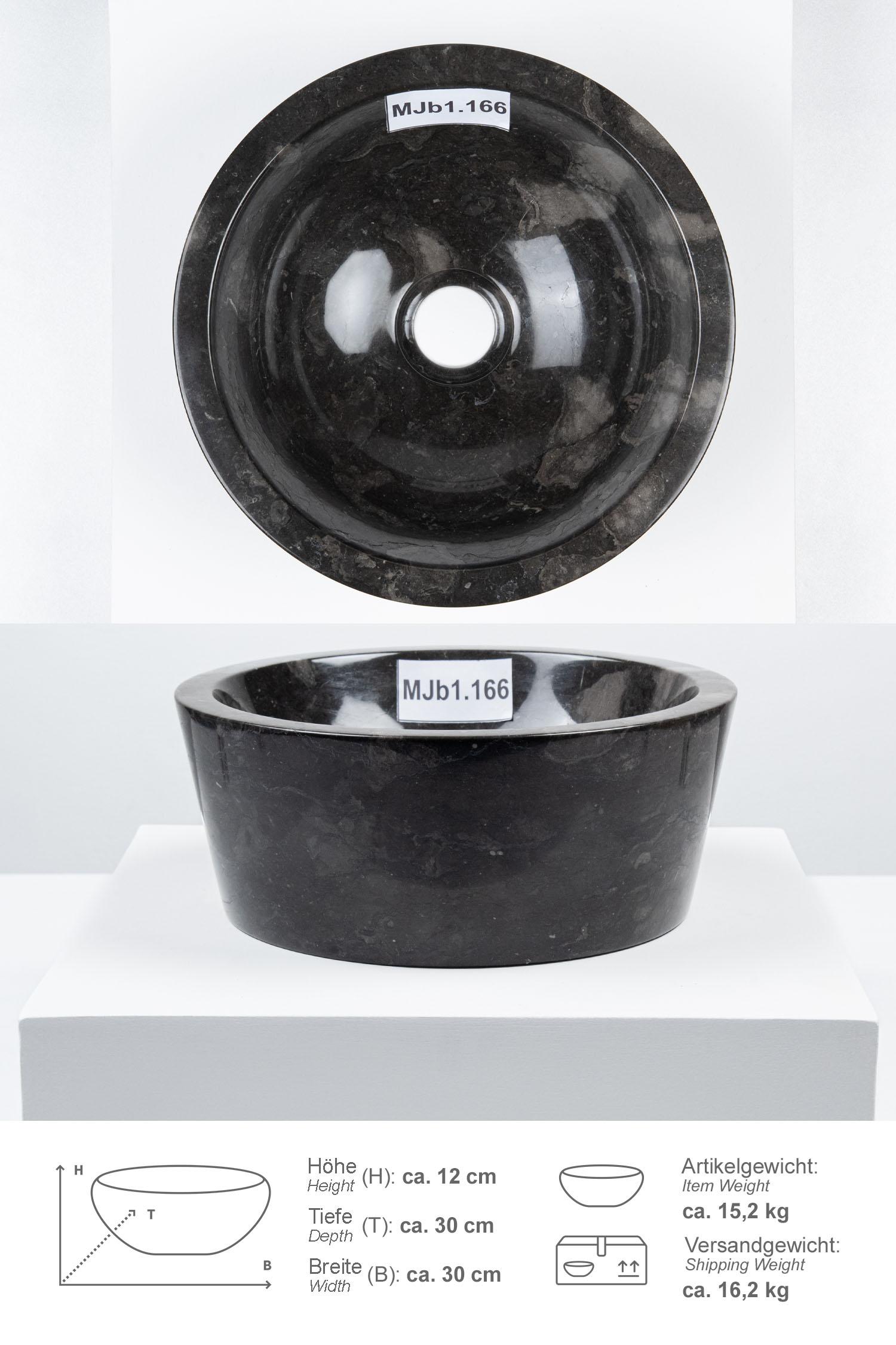 Marmor Waschbecken MINIJAYA 30 cm schwarz rund MJb1.166