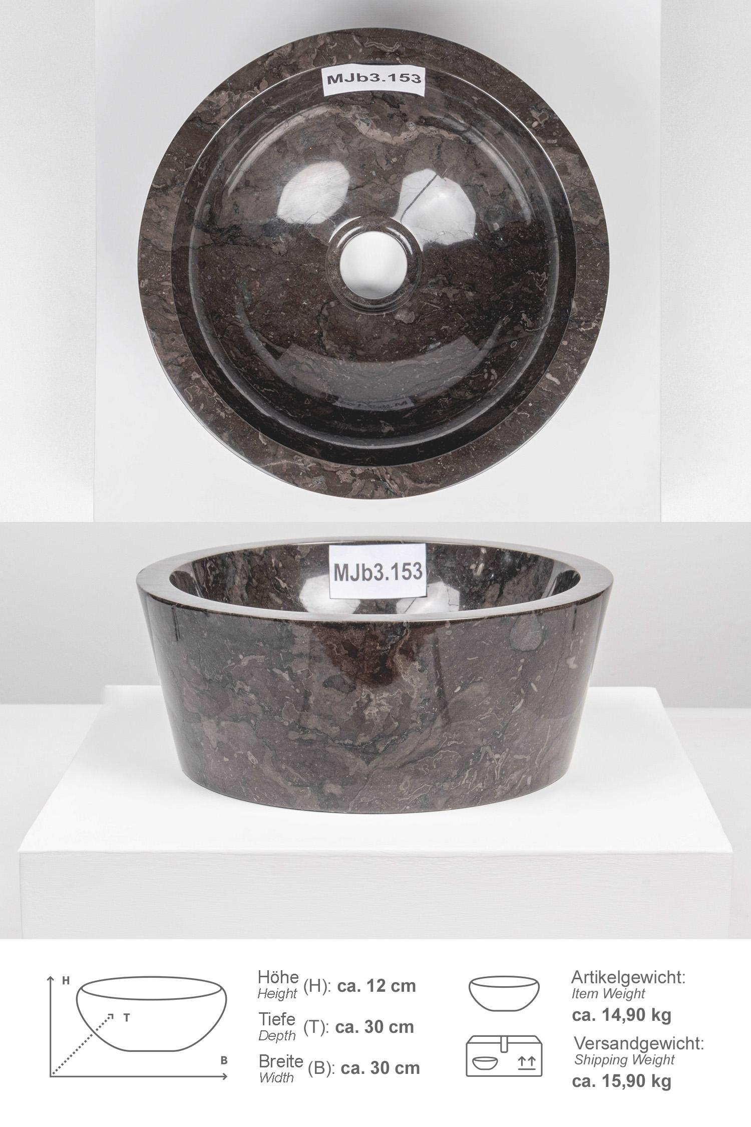 Marmor Waschbecken MINIJAYA 30 cm schwarz rund
MJb3.153