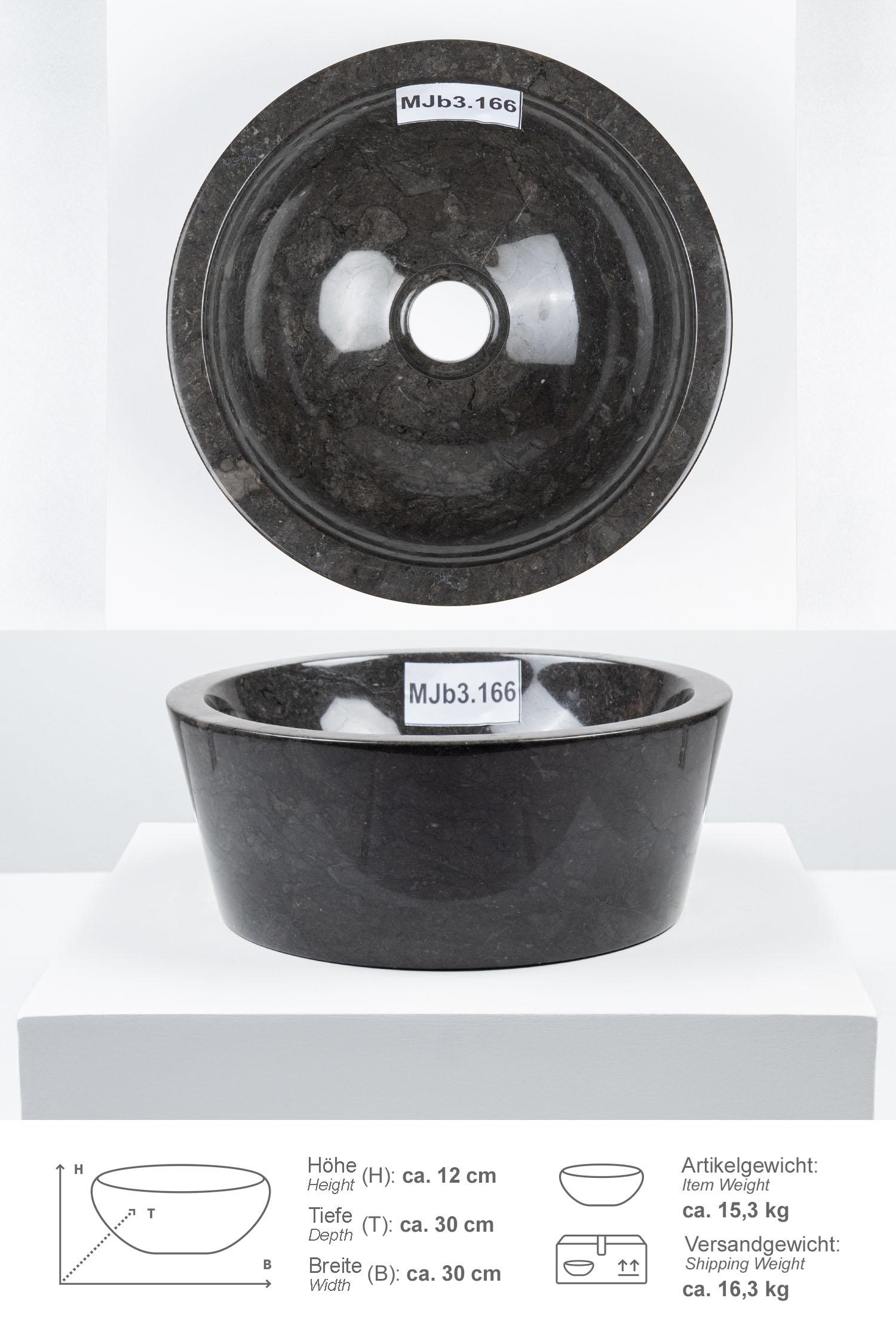 Marmor Waschbecken MINIJAYA 30 cm schwarz rund
MJb3.166
