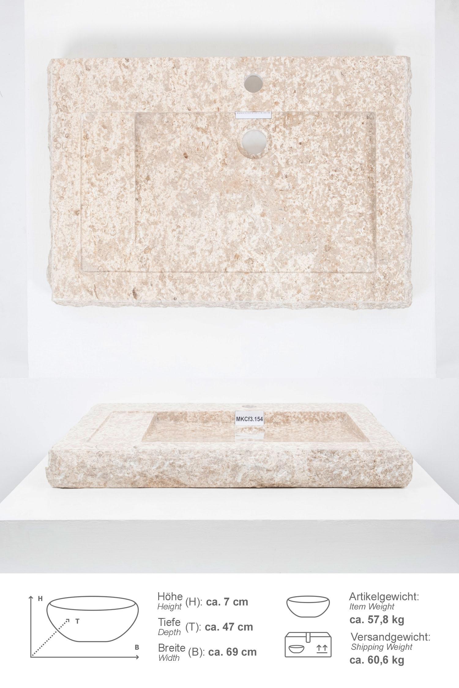 Marmor - Waschbecken Kotak 70 cm creme mit Armaturenloch
MKCf3.154