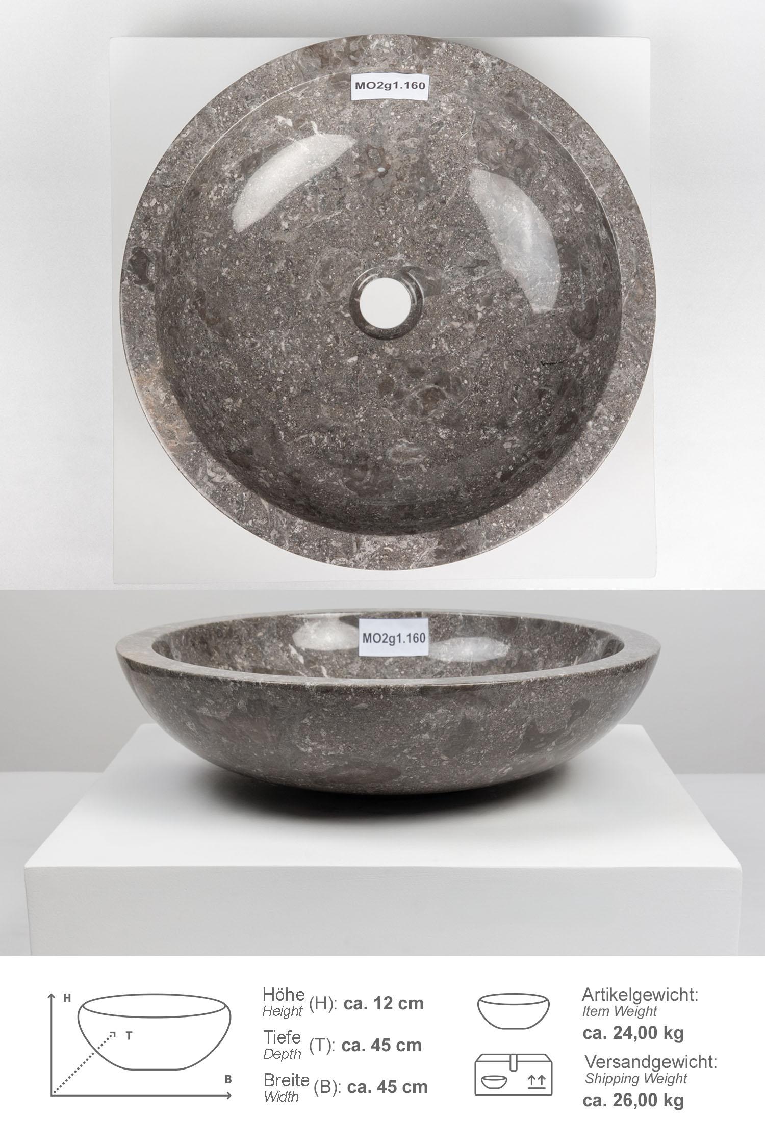 Marmor Waschbecken 45 cm grau rund
MO2g1.160
