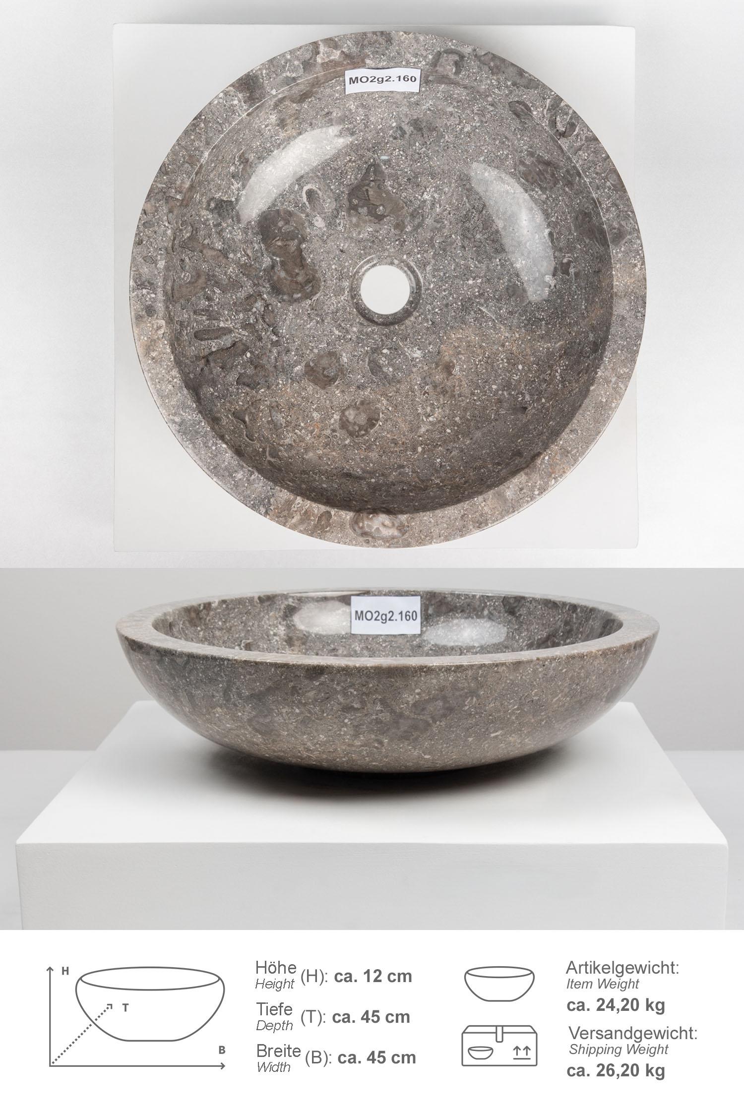 Marmor Waschbecken 45 cm grau rund
MO2g2.160