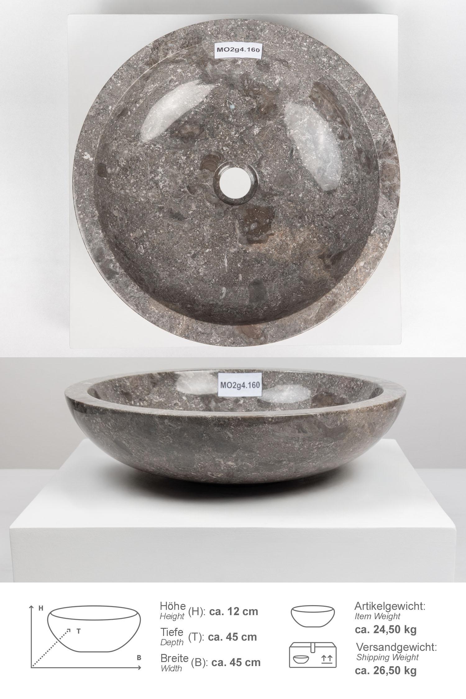 Marmor Waschbecken 45 cm grau rund
MO2g4.160