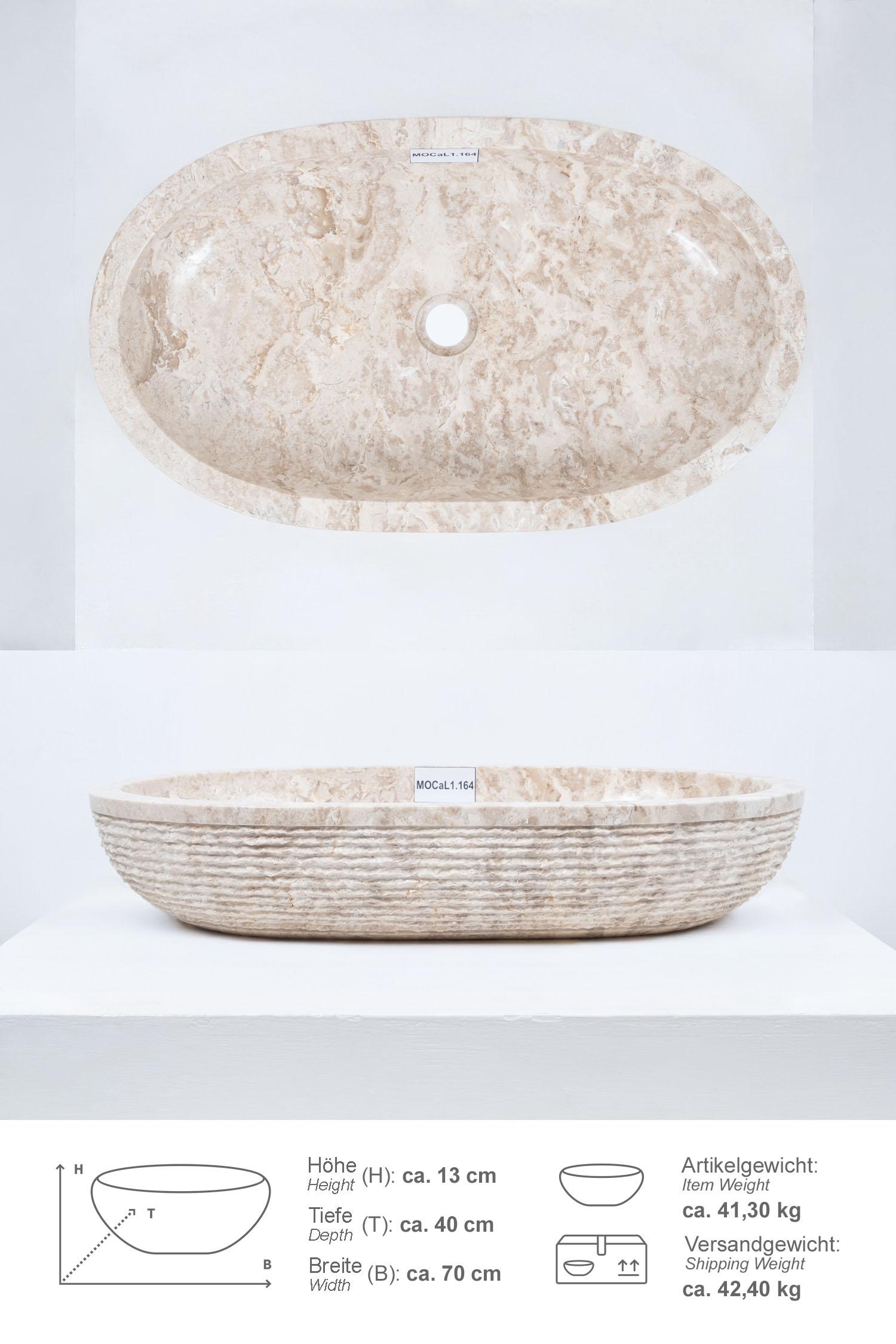 Marmor Steinwaschbecken oval Mara 70 cm gehämmert
MOCaL1.164