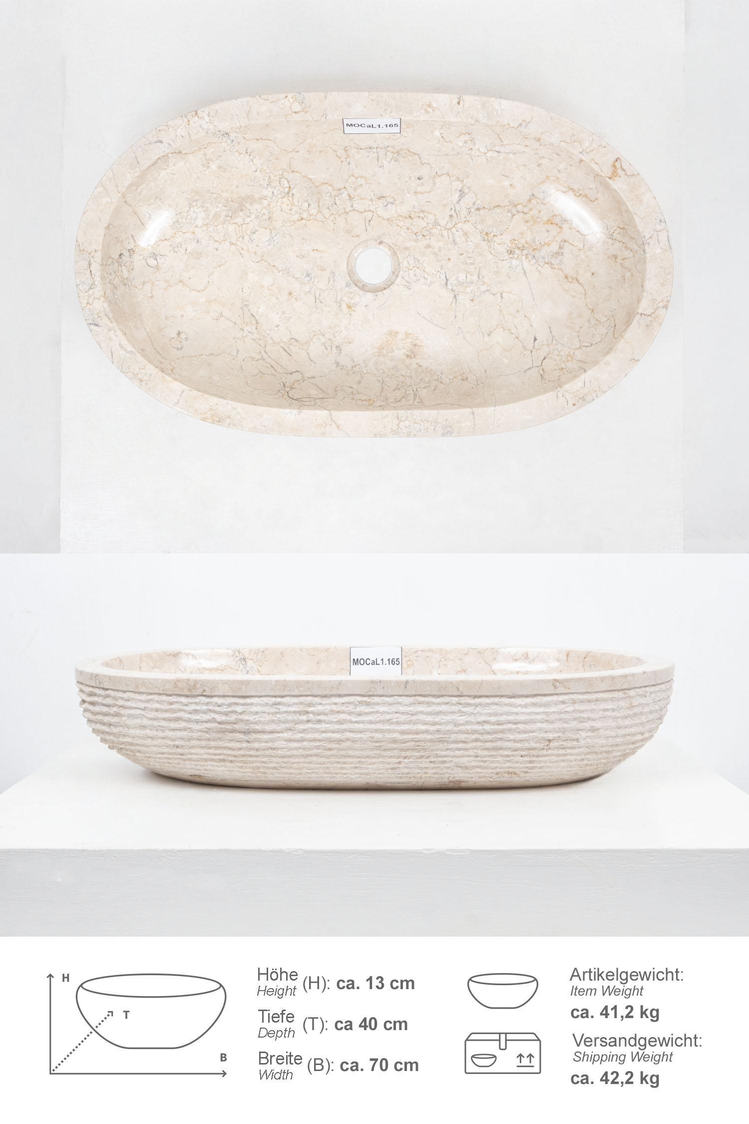 Marmor Steinwaschbecken oval Mara 70 cm gehämmert
MOCaL1.165