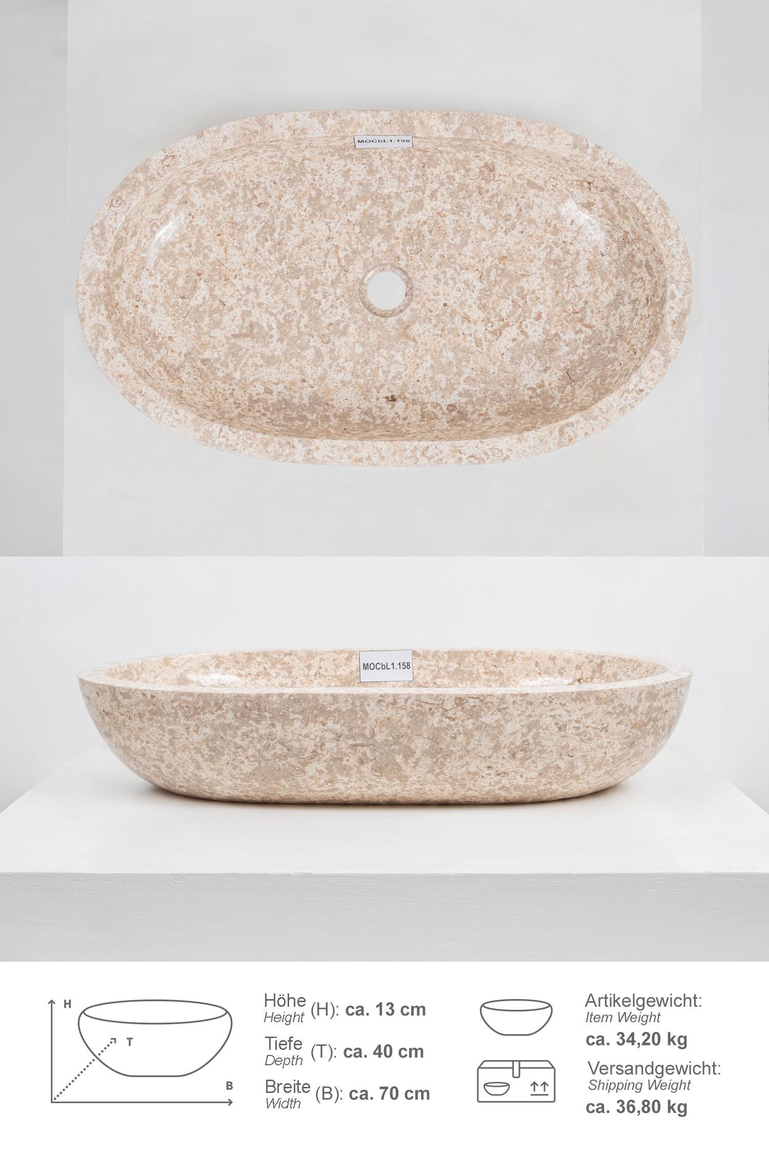 Marmor Waschbecken MARA 70 cm oval poliert
MOCbL1.158