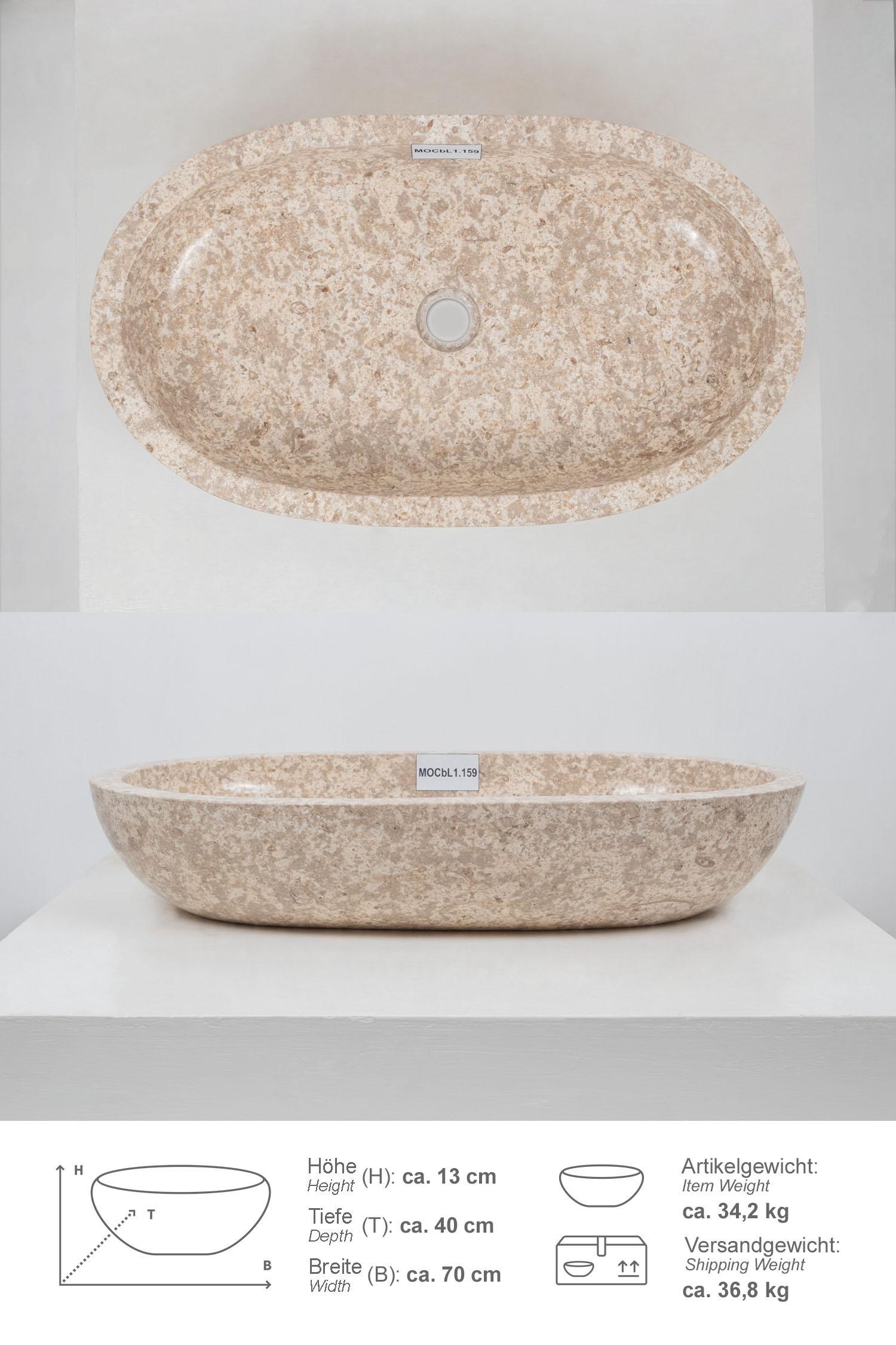 Marmor Waschbecken MARA 70 cm oval poliert
MOCbL1.159