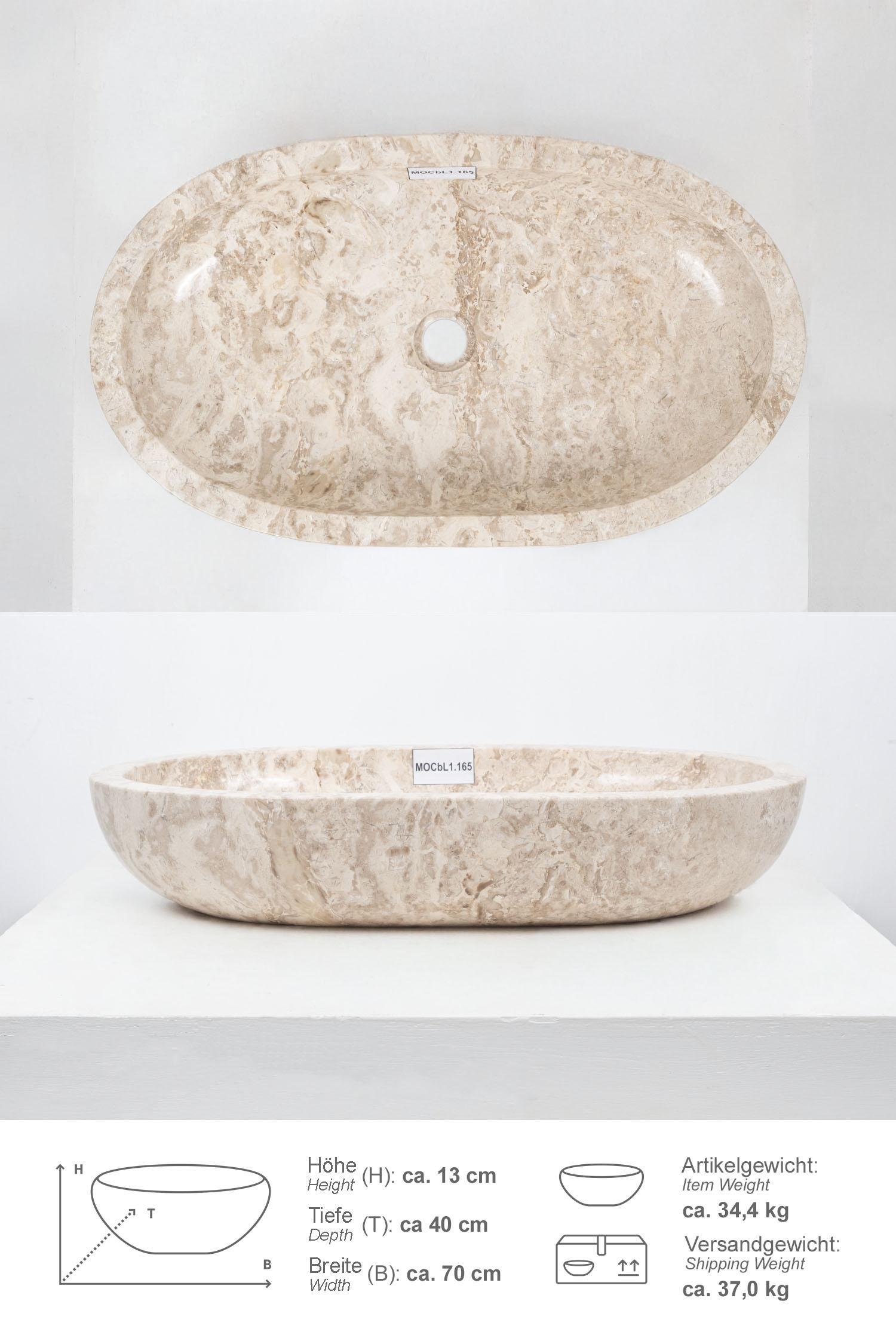 Marmor Waschbecken MARA 70 cm oval poliert
MOCbL1.165