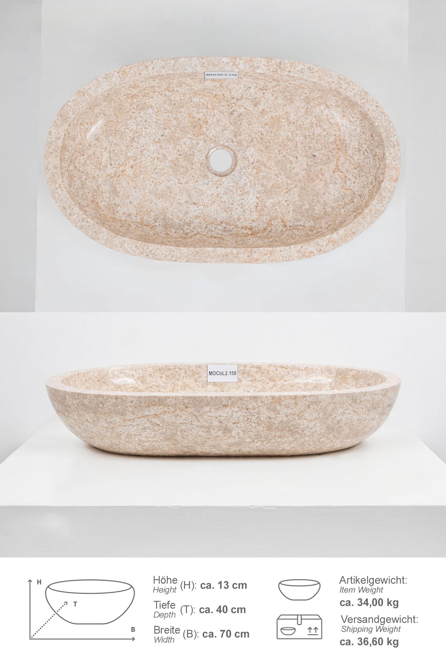 Marmor Waschbecken MARA 70 cm oval poliert
MOCbL2.158