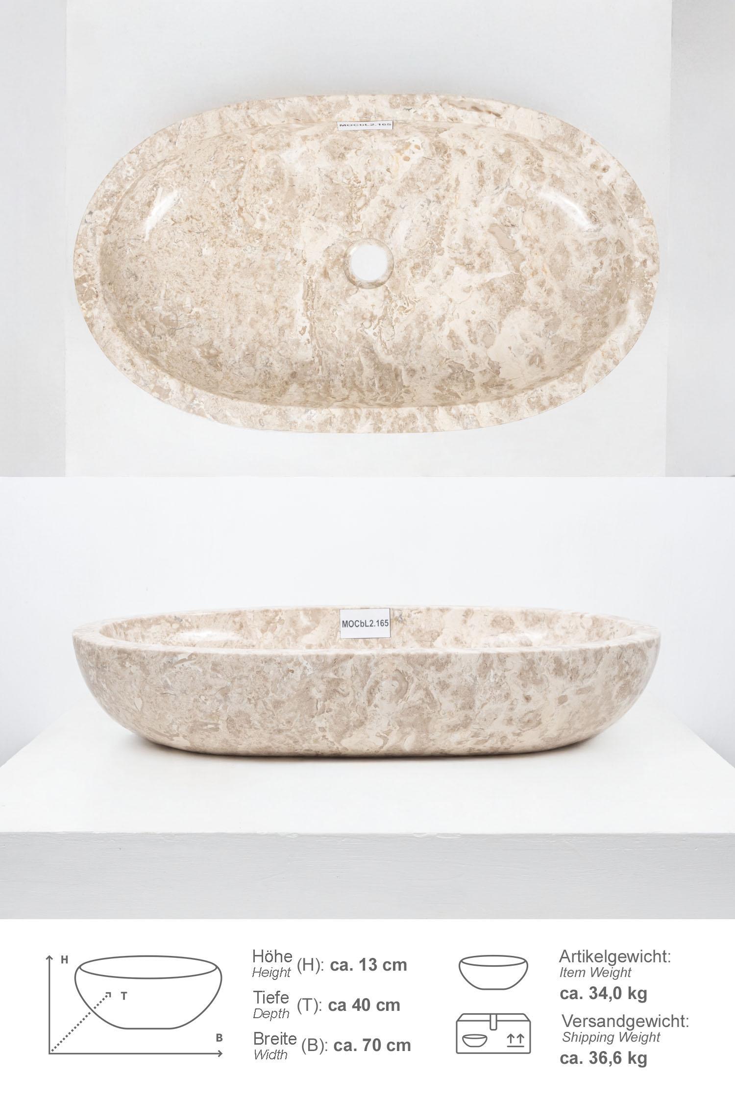 Marmor Waschbecken MARA 70 cm oval poliert
MOCbL2.165