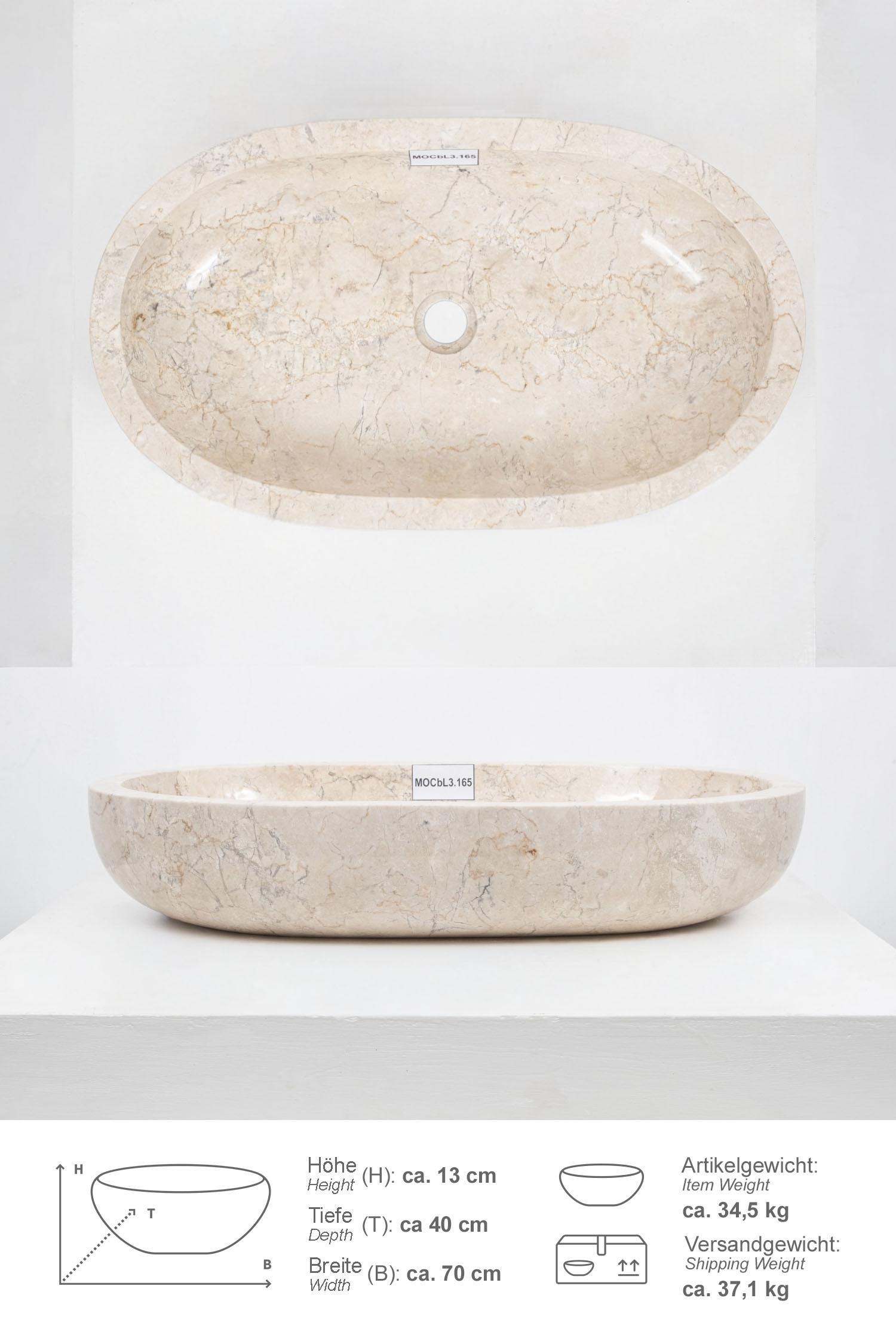 Marmor Waschbecken MARA 70 cm oval poliert
MOCbL3.165
