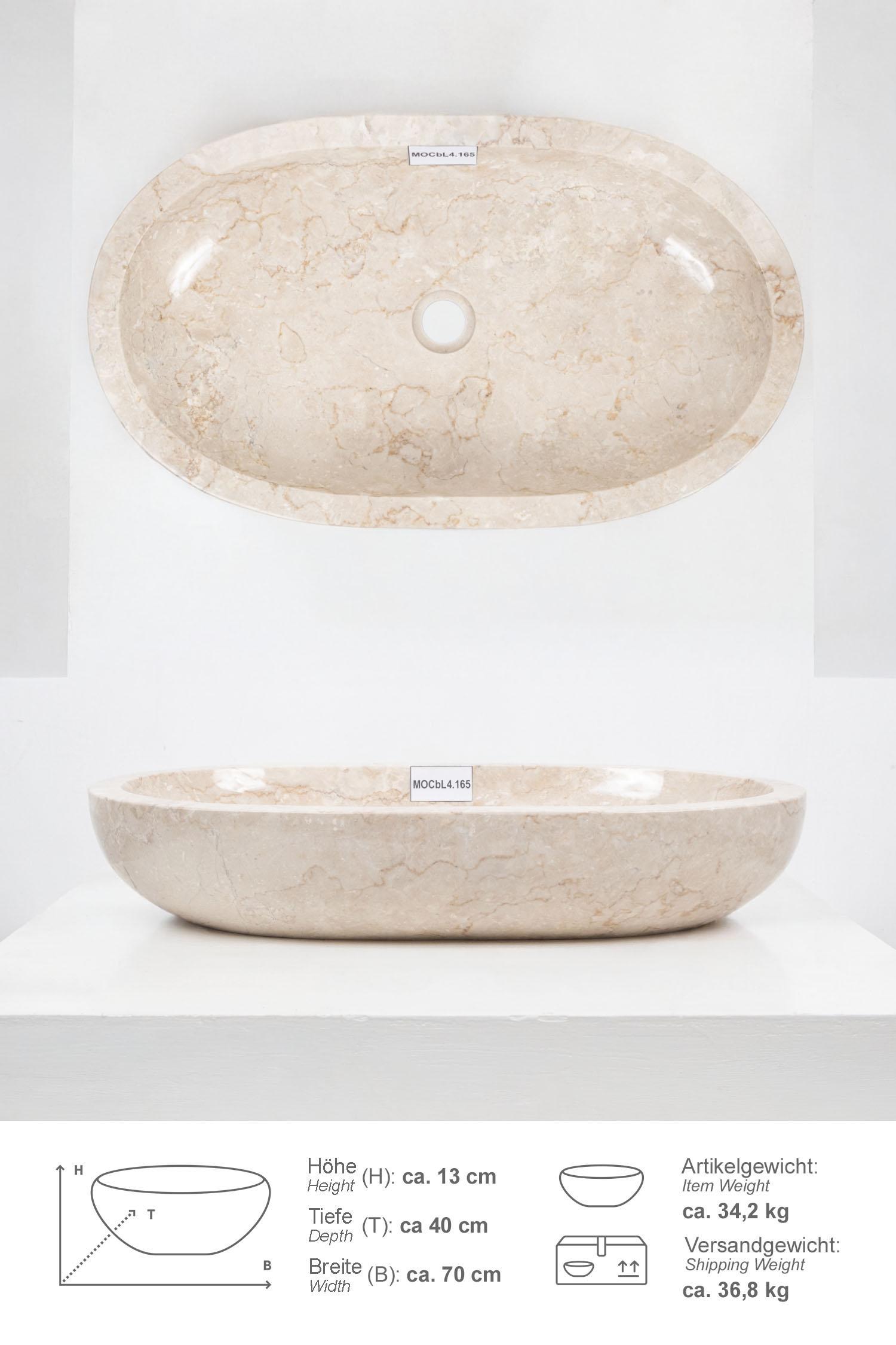 Marmor Waschbecken MARA 70 cm oval poliert
MOCbL4.165