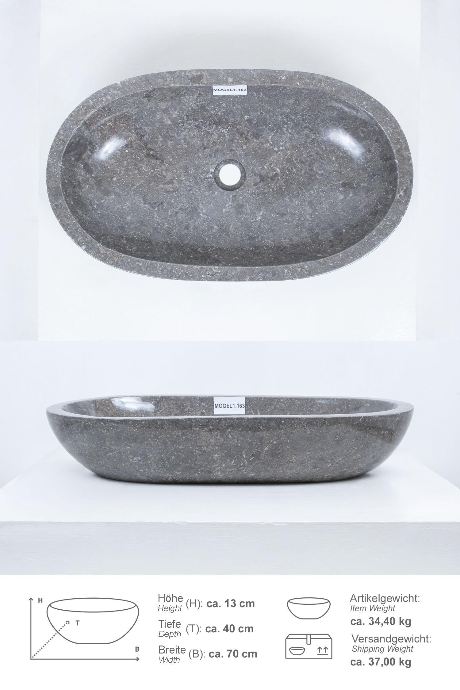 Marmor Waschbecken MARA 70 cm grau oval poliert
MOGbL1.163