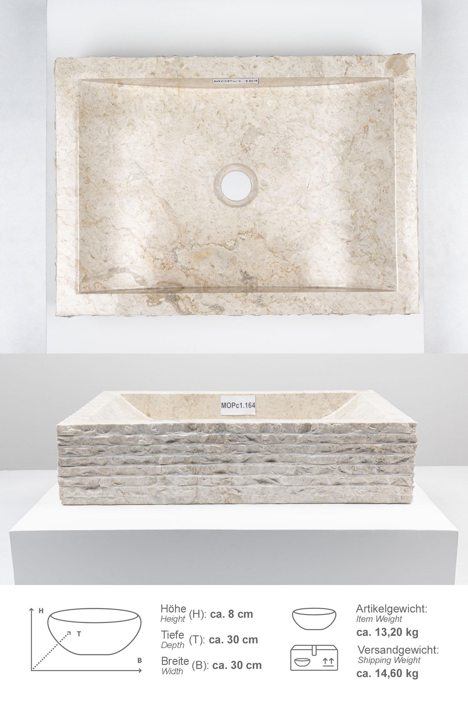 Marmor Waschbecken PERAHU 52cm creme innen poliert MOPC1.164