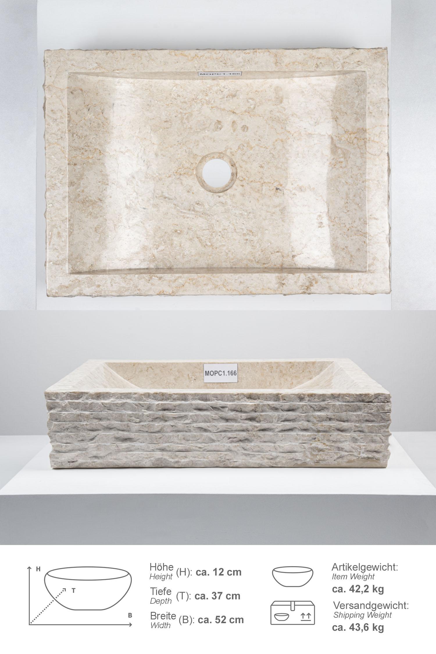 Marmor Waschbecken PERAHU 52cm creme innen poliert
MOPC1.166